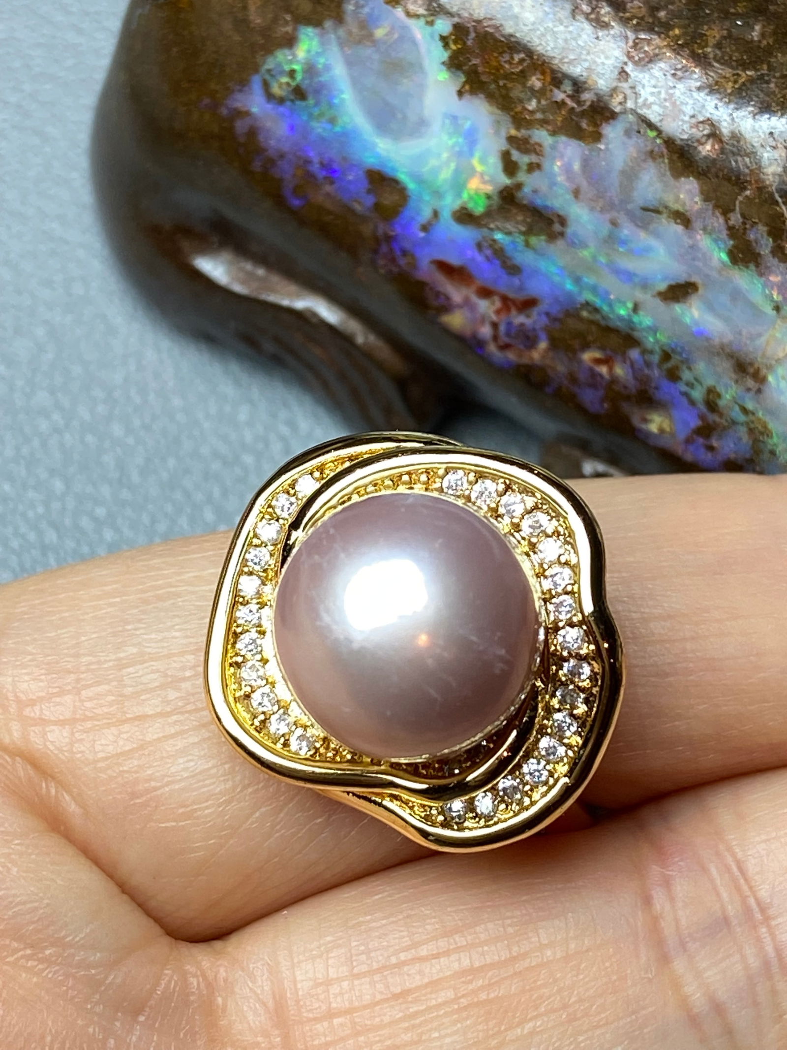 12mm Edison Purple Freshwater Cultured Pearl Ring - 7