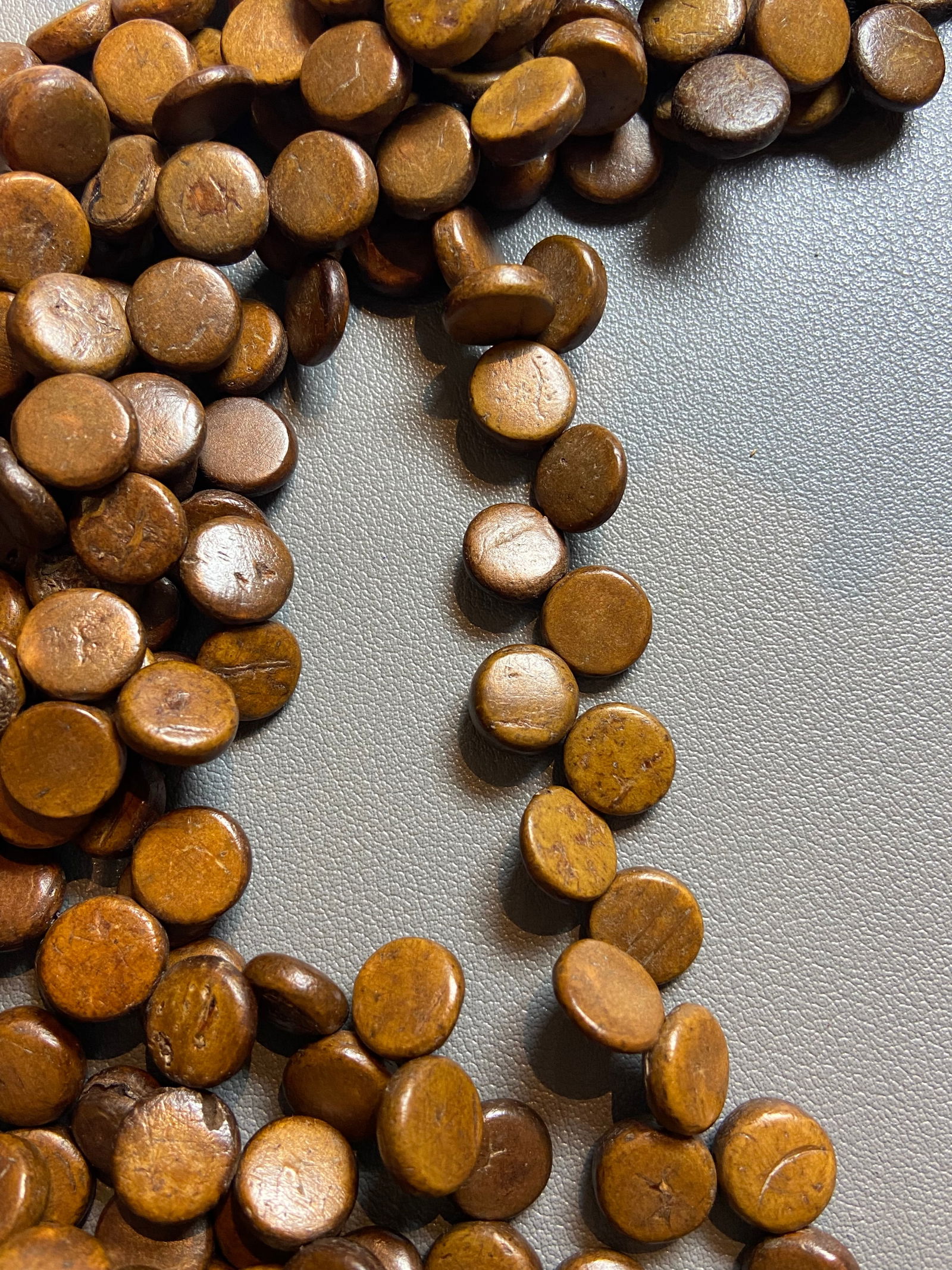 Vintage 6 strands Desert Ironwood Bunch Disc Bead Statement Necklace - 5