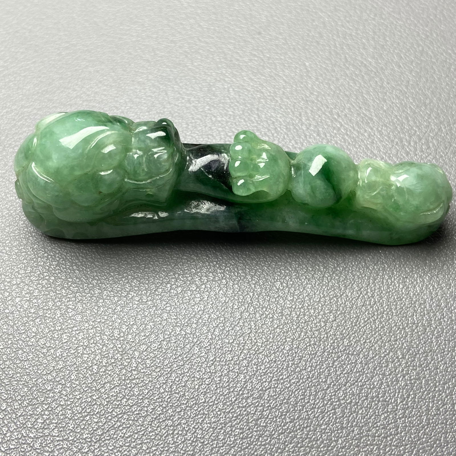 Antique Chinese Green Jadeite Jade Dragon Belt Hook - 2