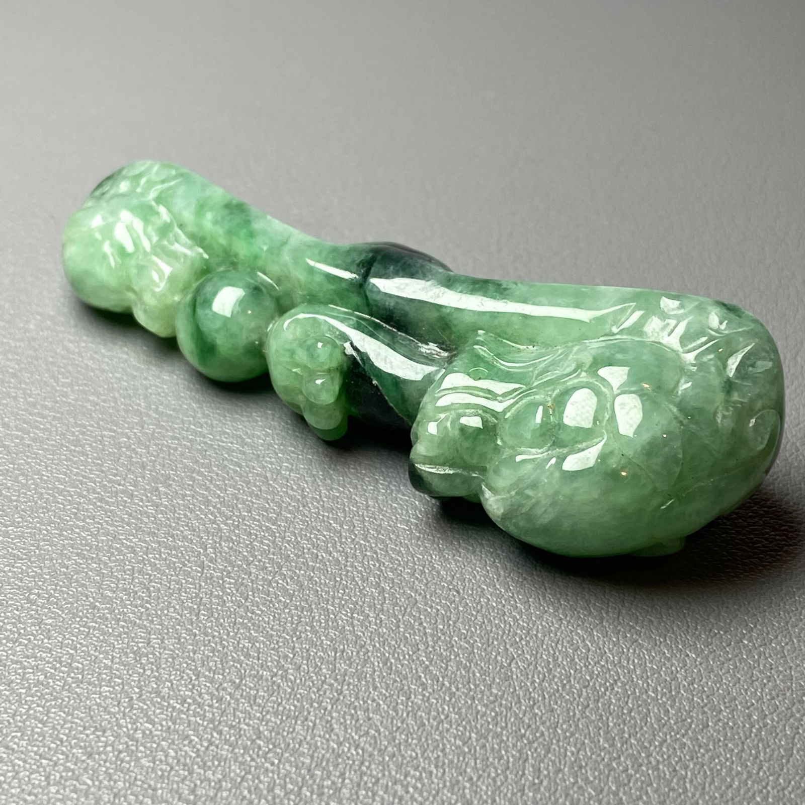 Antique Chinese Green Jadeite Jade Dragon Belt Hook - 7