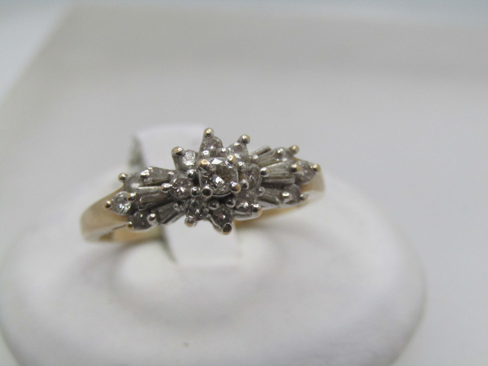 Vintage 14kt Diamond Cluster Ring, Engagement/Anniversary, Sz. 9.25, Two-Tone, 1980's-1990's (1 of 8)