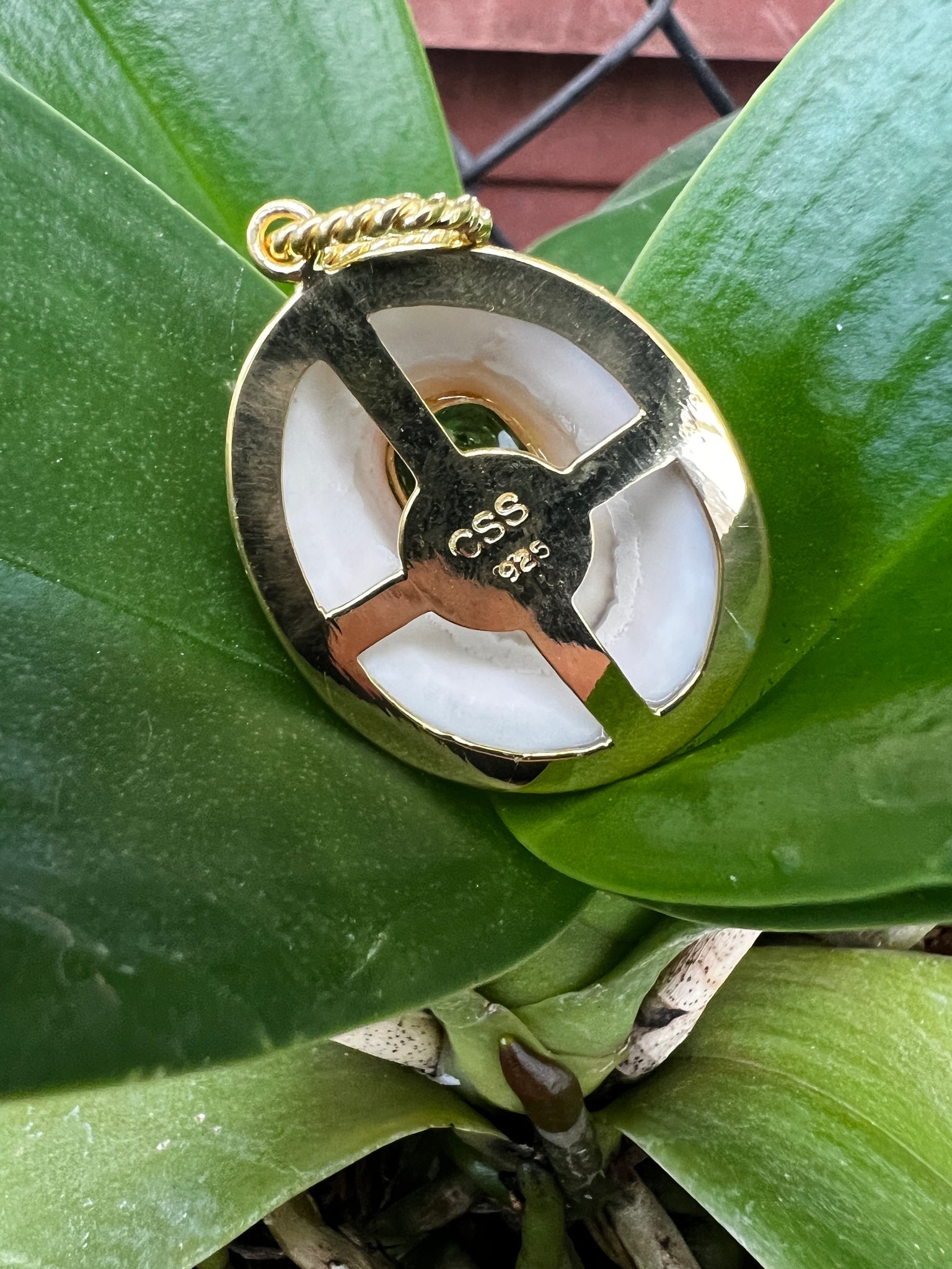 Limpet Shell Pendant with Emerald - 2