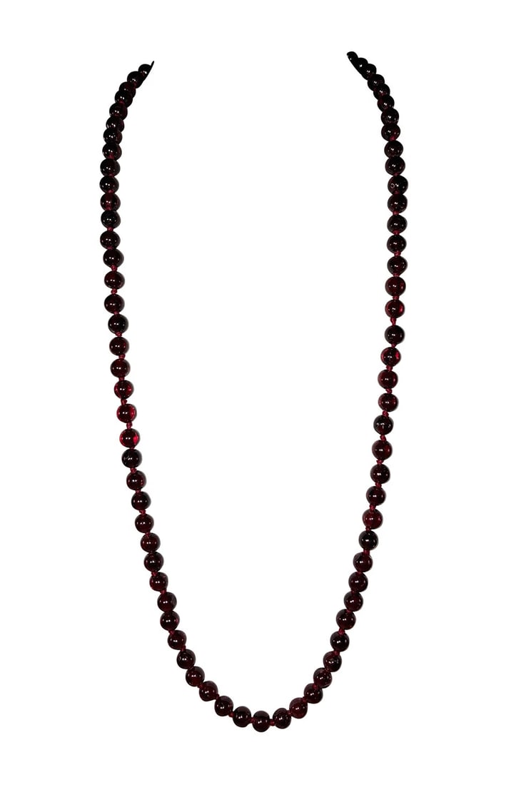 Art Deco Bohemian Red Garnet Round Bead Necklace (1 of 4)