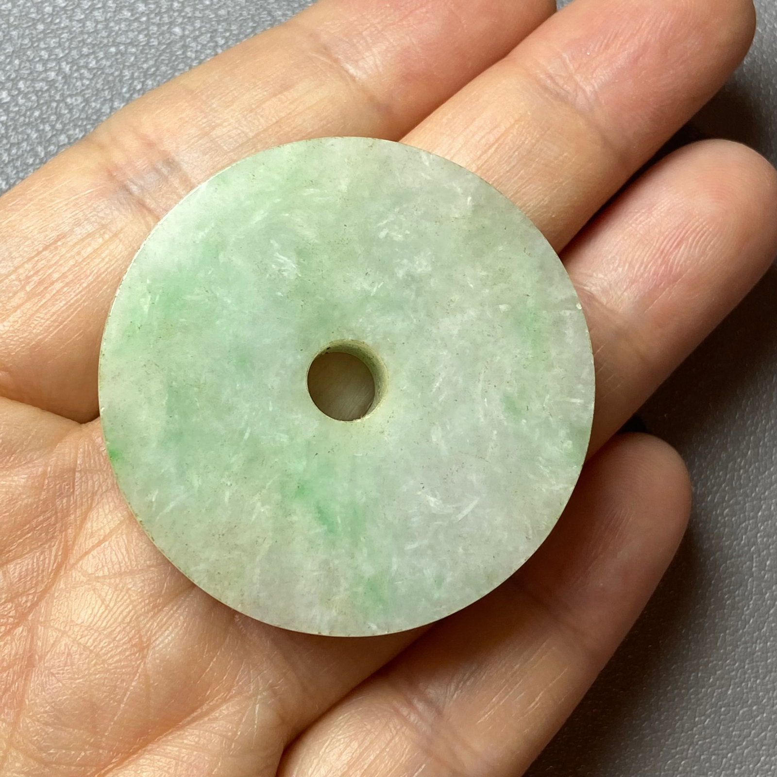Grade A Apple Green Jadeite Jade carved Ping An Kou - 10