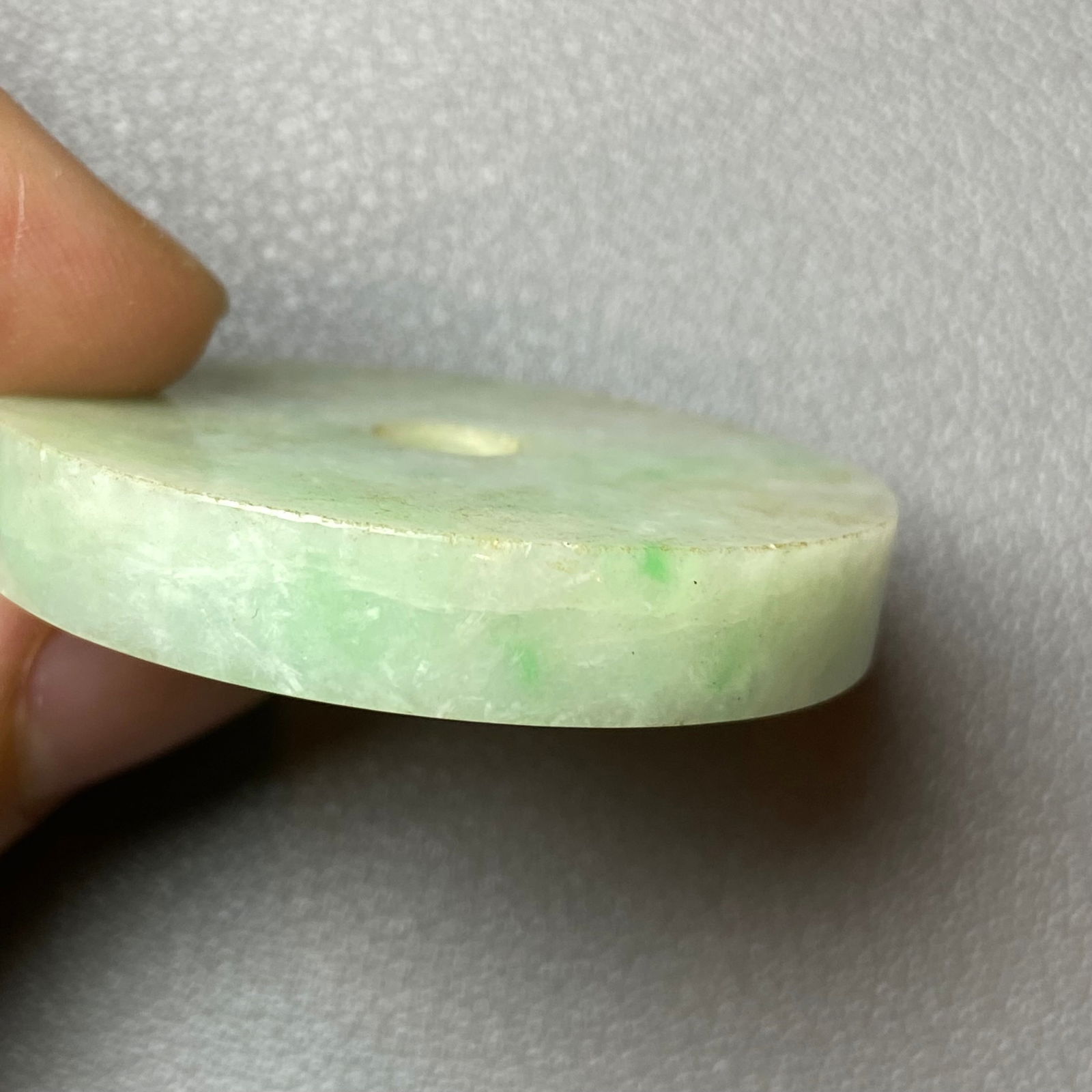 Grade A Apple Green Jadeite Jade carved Ping An Kou - 7
