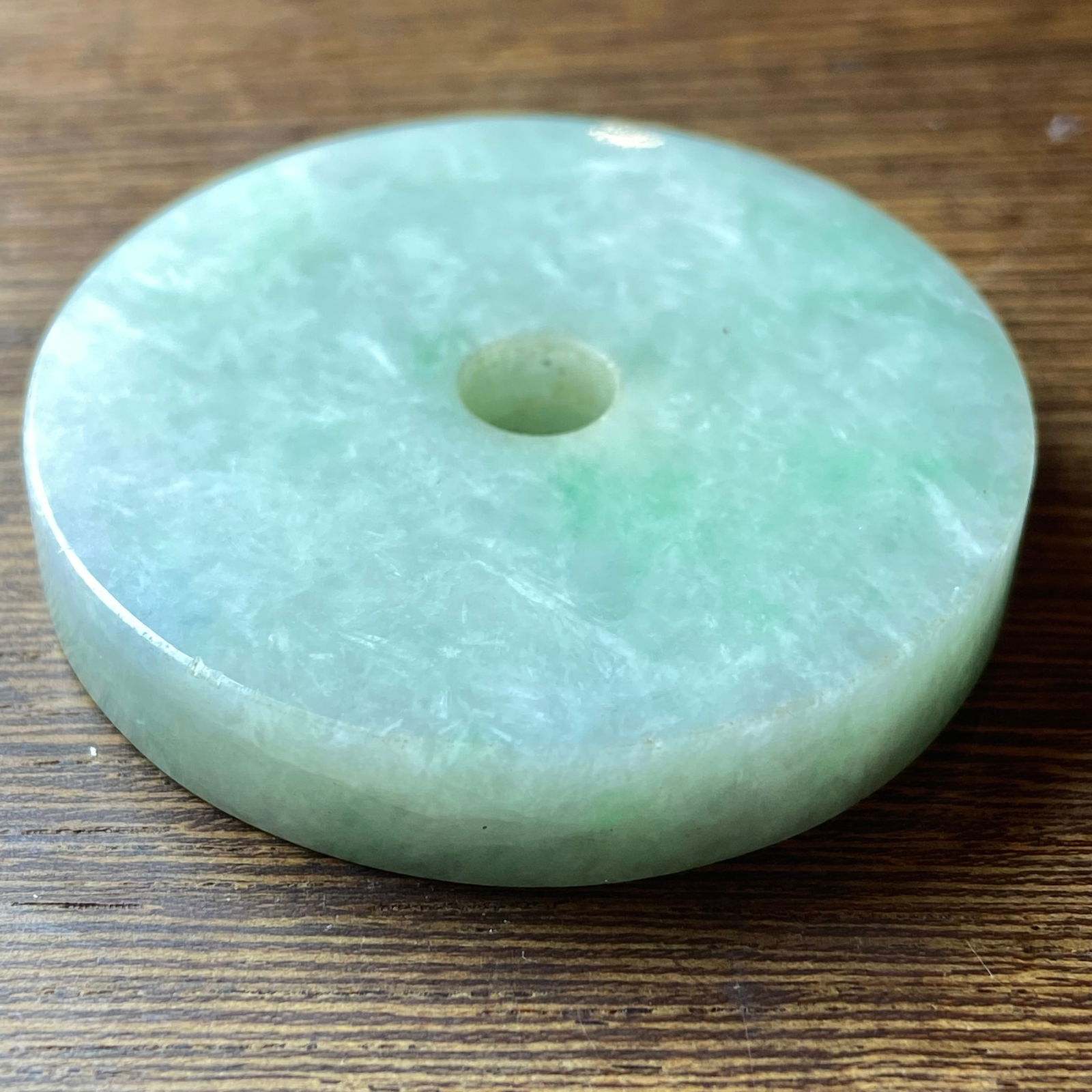Grade A Apple Green Jadeite Jade carved Ping An Kou - 8