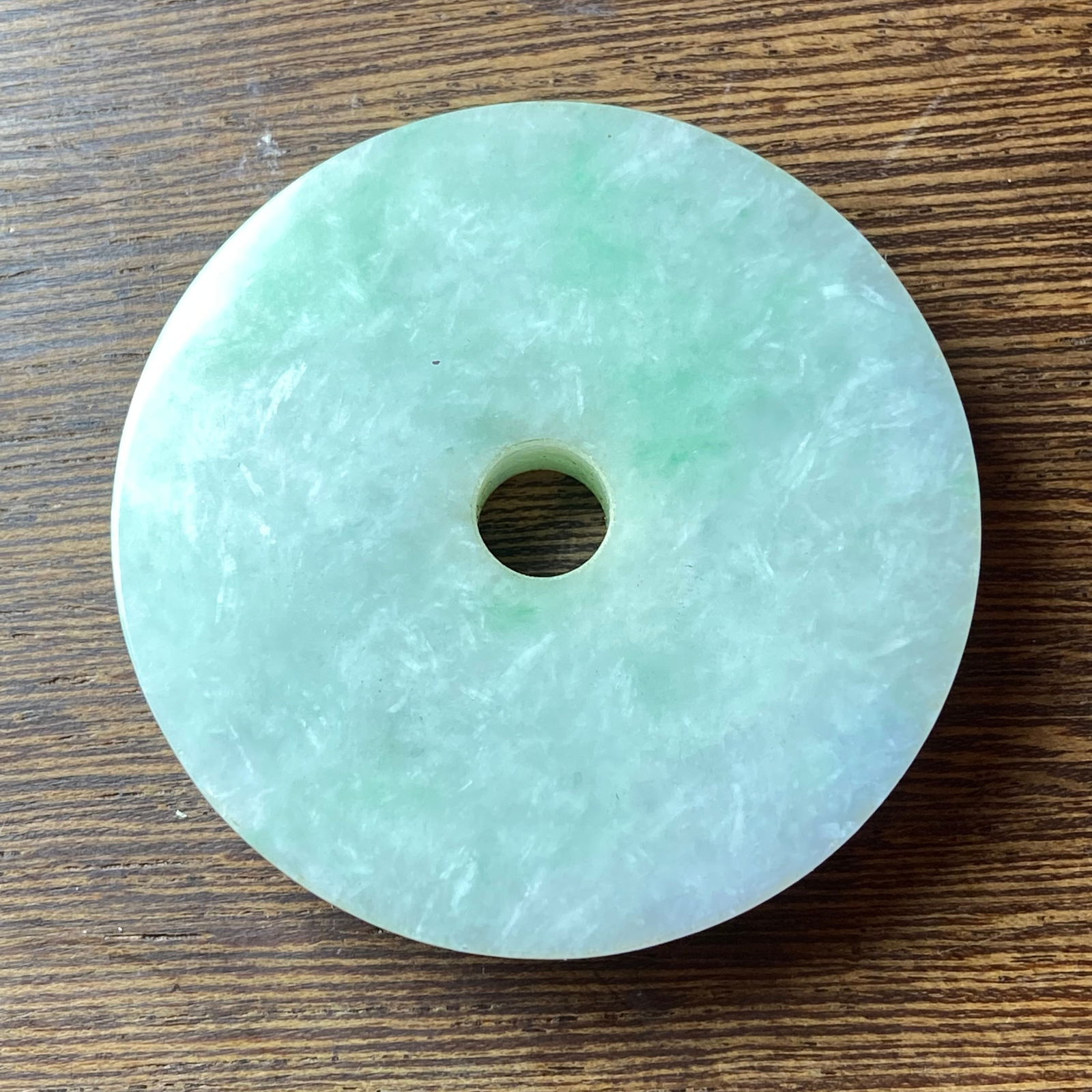 Grade A Apple Green Jadeite Jade carved Ping An Kou - 9