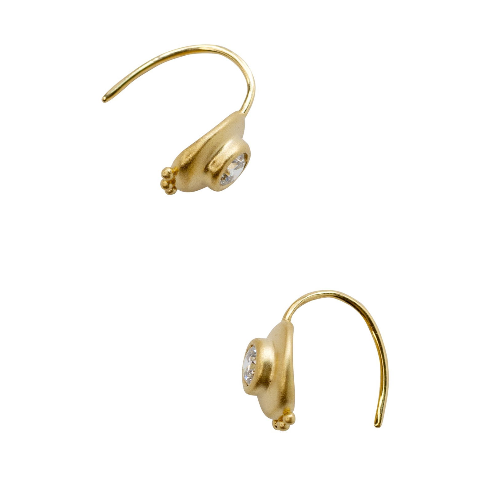 Oro 18K Gold Large Diamond Hook Earring - 6