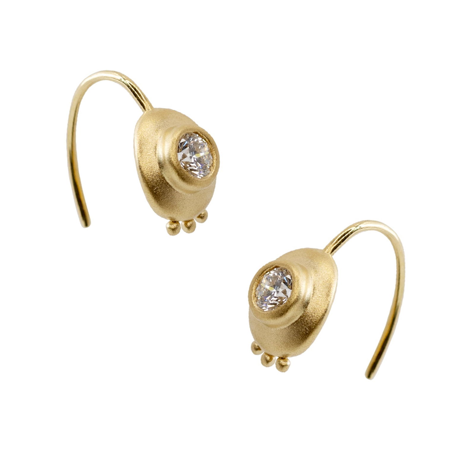 Oro 18K Gold Large Diamond Hook Earring - 7