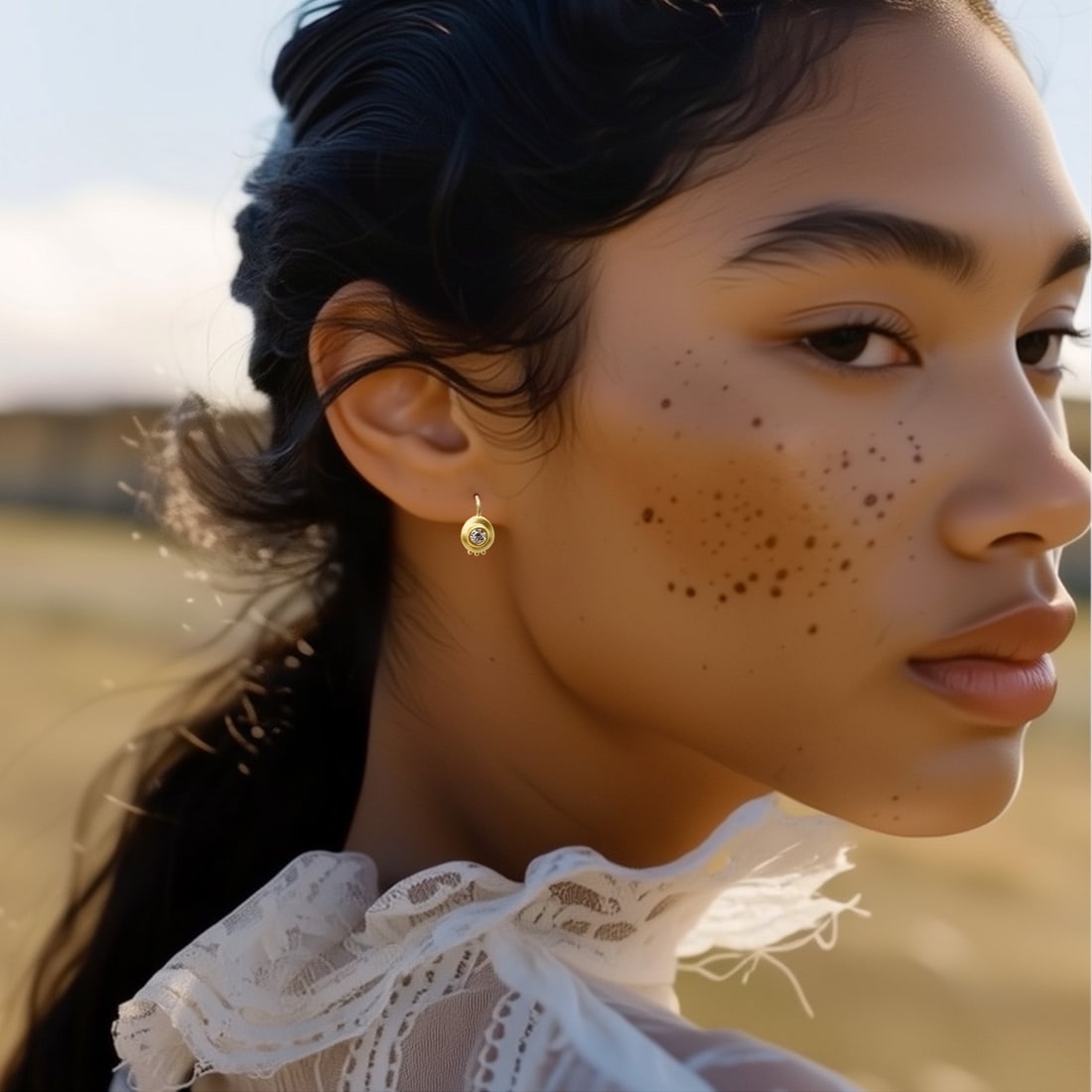 Oro 18K Gold Large Diamond Hook Earring - 8