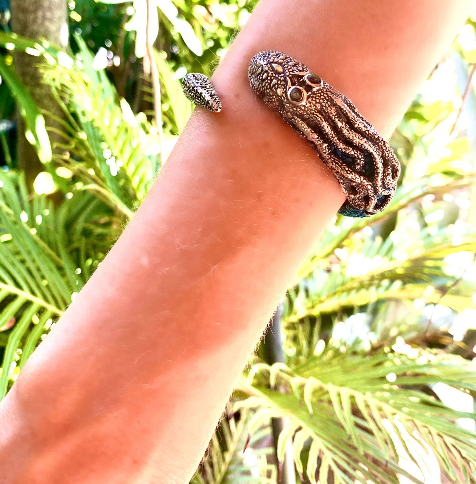 Shagreen and Sterling Octopus Cuff Bracelet - 3