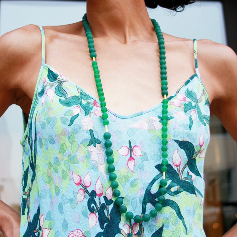 Deep Green Chalcedony Necklace - 8