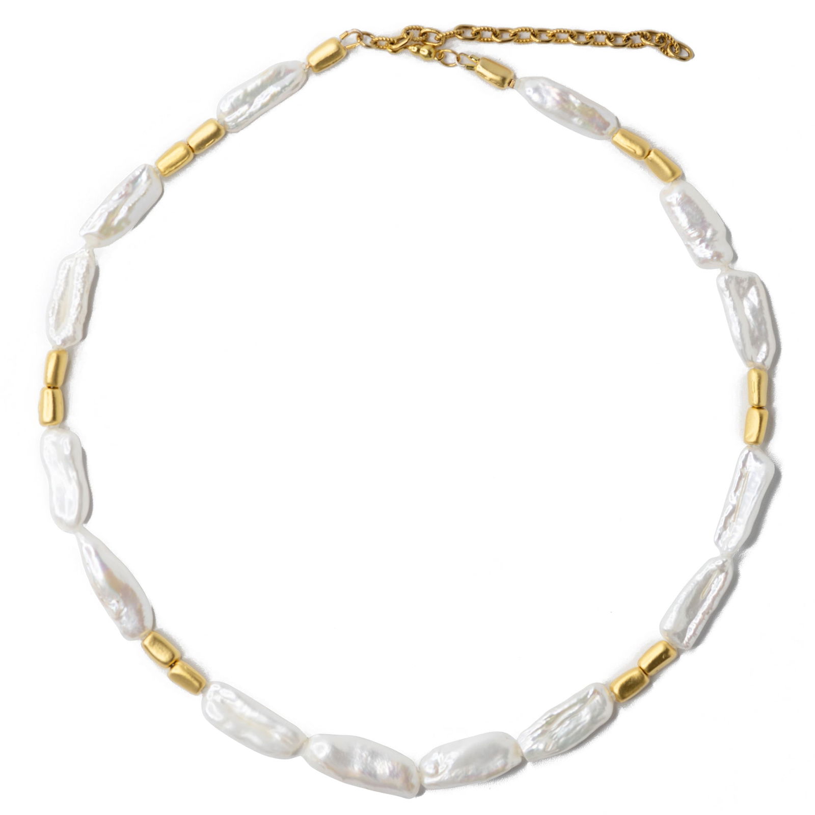Baroque Pearls Gold Bead Necklace