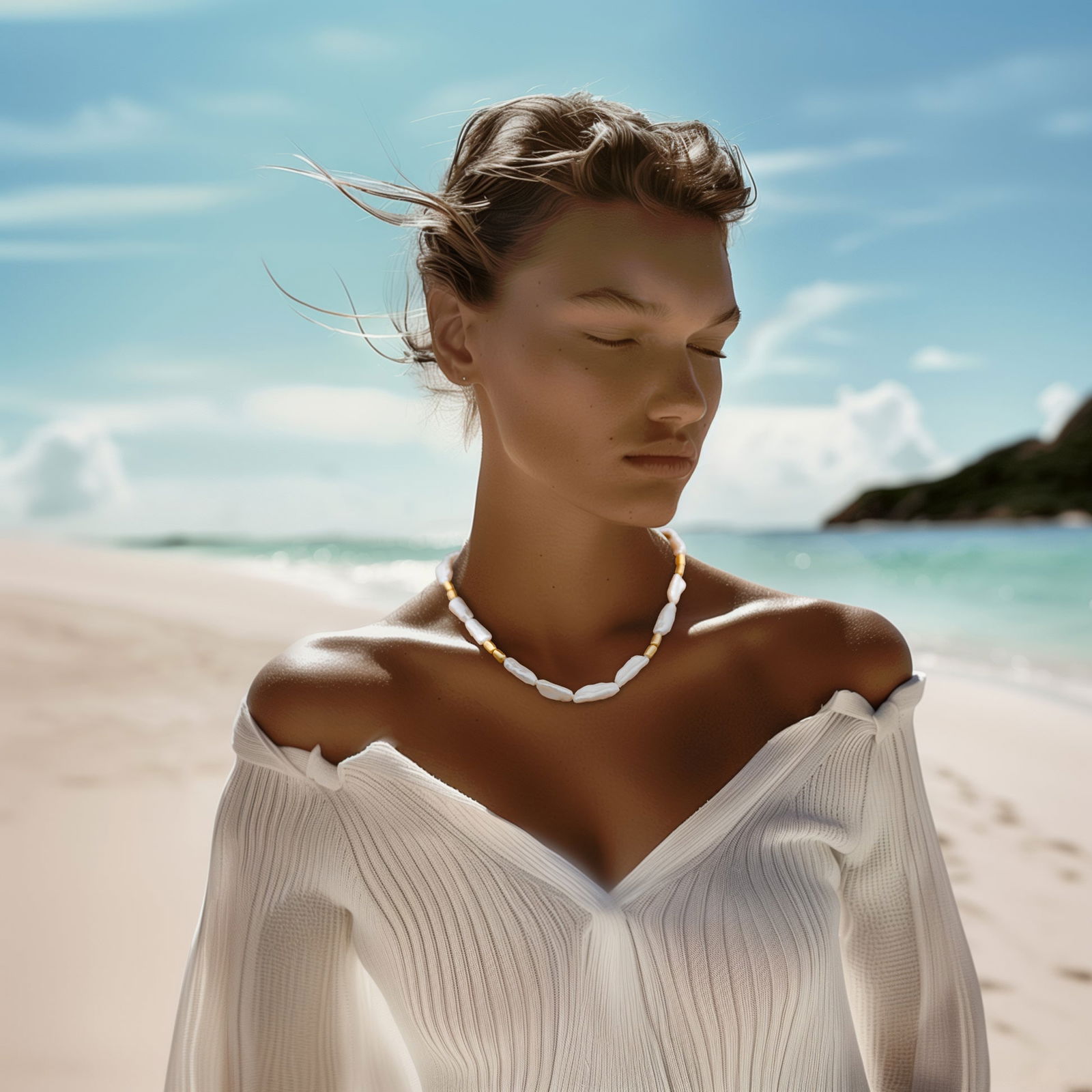 Baroque Pearls Gold Bead Necklace - 2