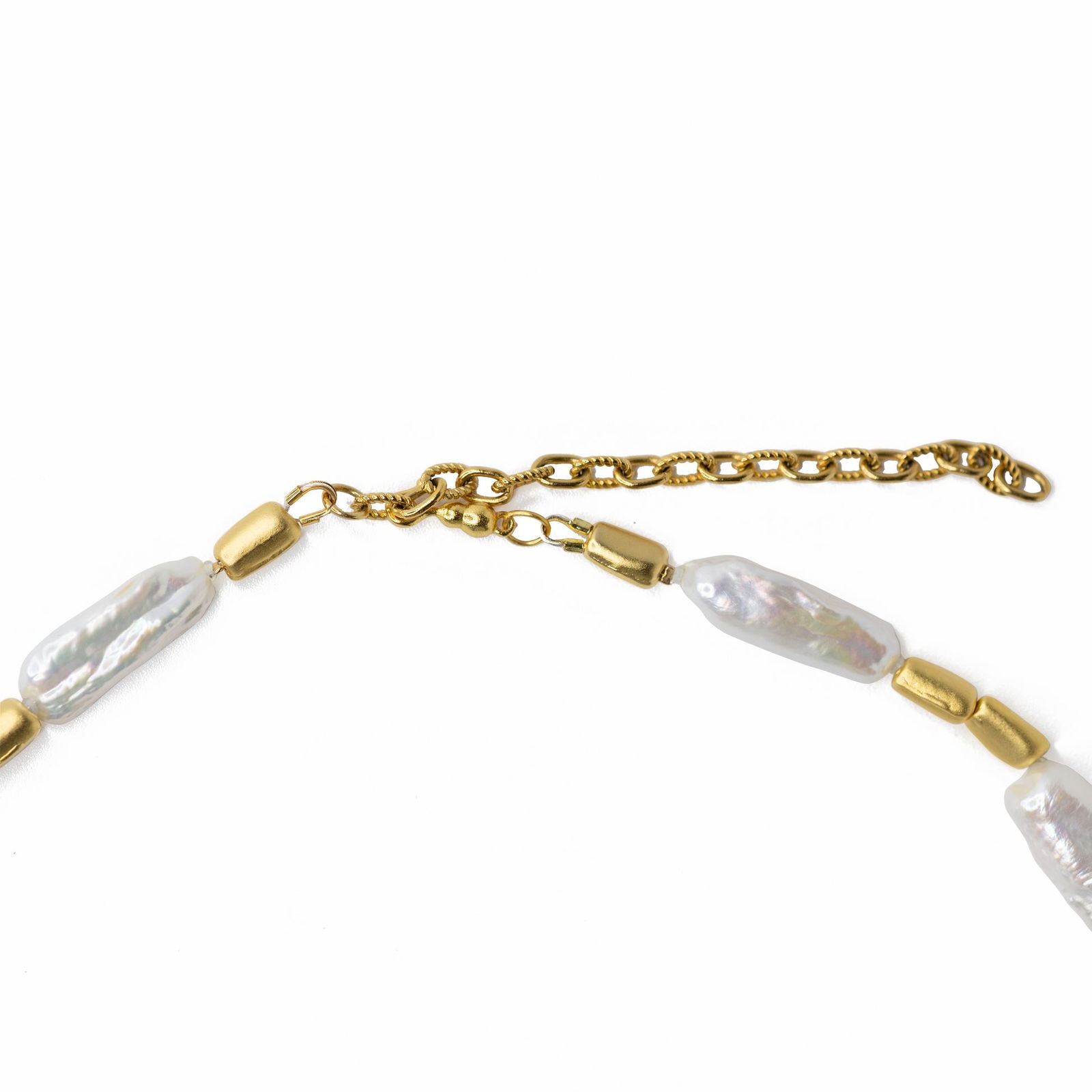 Baroque Pearls Gold Bead Necklace - 3