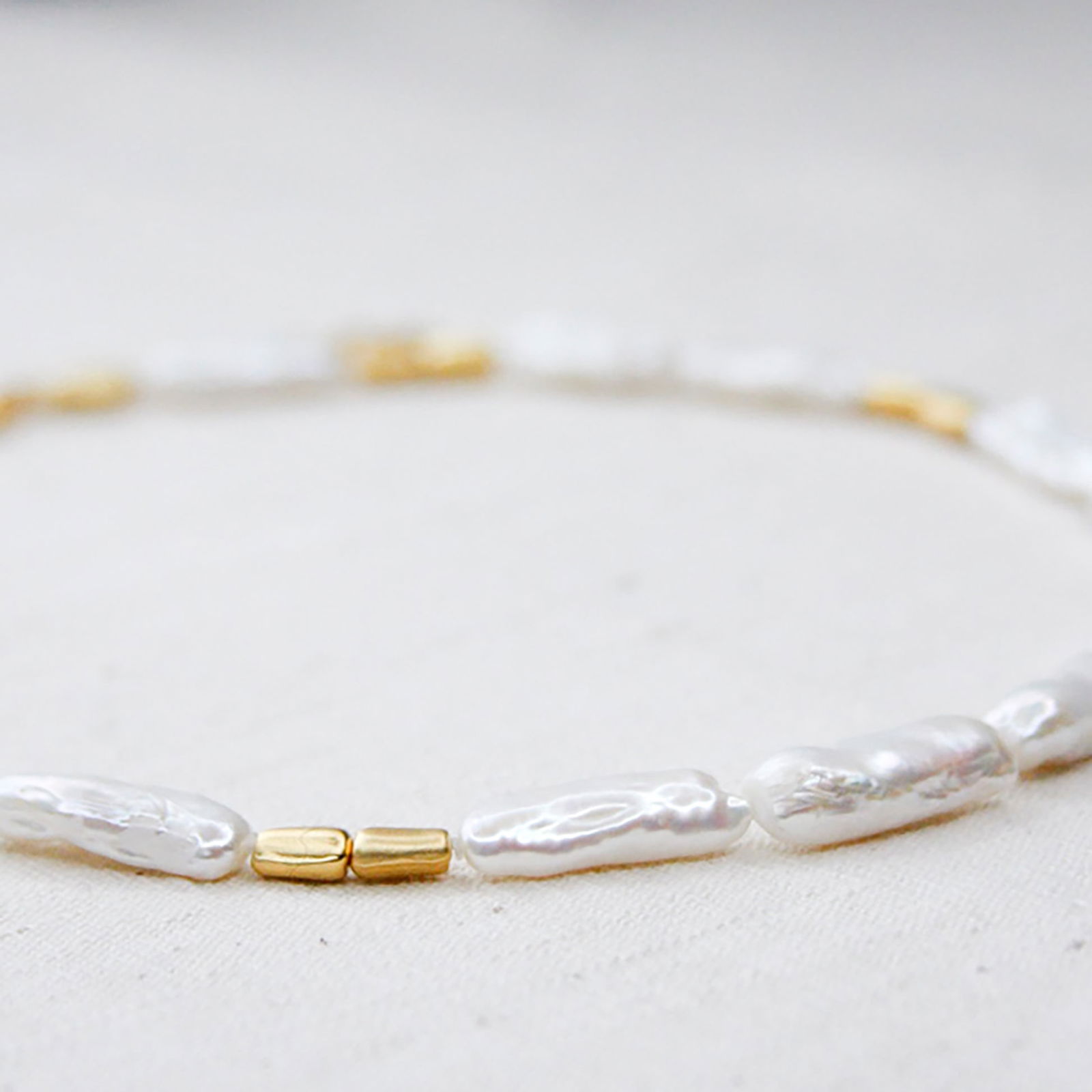 Baroque Pearls Gold Bead Necklace - 5