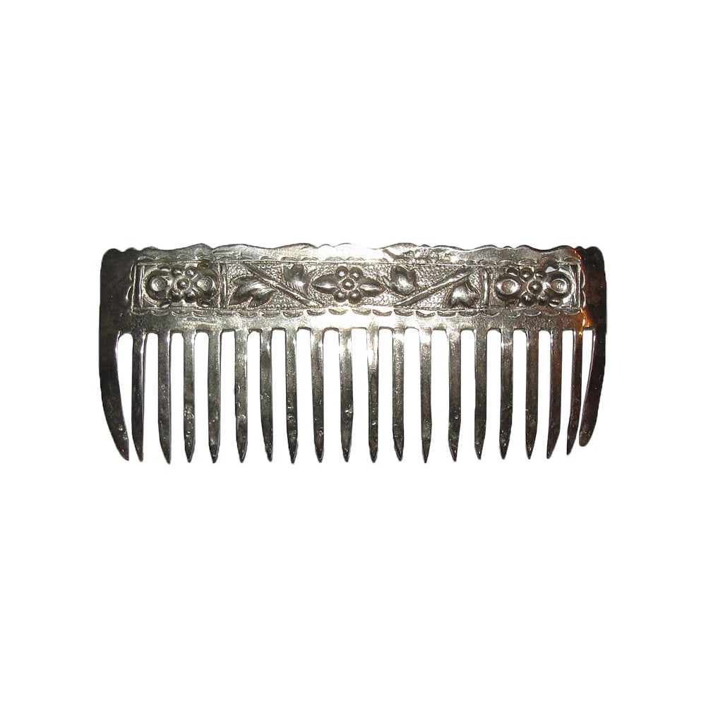 Chinese Inspired Long Short Hair Comb w/ Flowers & Leaves Alberto Juan (1 of 5)