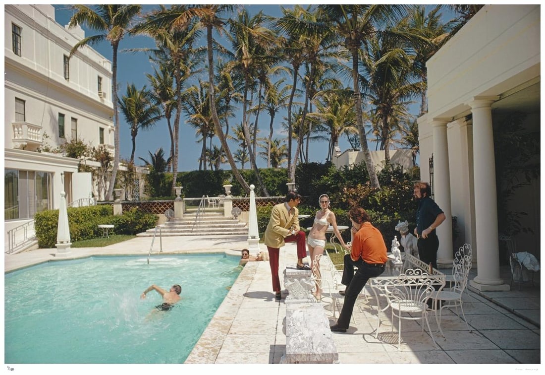 Posing By The Pool 1968 - Slim Aarons Estate Stamped: 1968 (printed later): Title: Posing By The Pool 1968 - Slim Aarons Estate Stamped: 1968 (printed later) Description: Posing By The Pool 1968 - Slim Aarons Estate Stamped A swimming pool in Palm Beach, Florida, 1968. 16 x 2