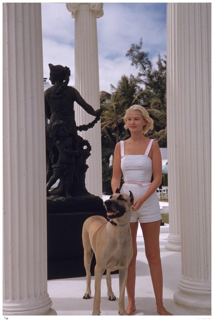 C. Z. Guest With Her Great Dane 1955 - Slim Aarons Estate Stamped: 1955 (printed later): Title: C. Z. Guest With Her Great Dane 1955 - Slim Aarons Estate Stamped: 1955 (printed later) Description: C. Z. Guest With Her Great Dane 1955 - Slim Aarons Estate Stamped American socialite C.Z. Gu
