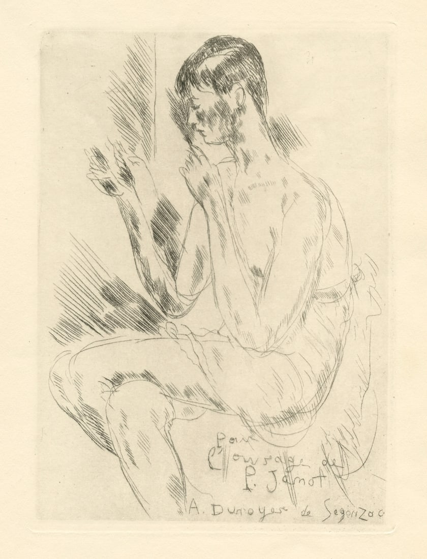 Andre Dunoyer de Segonzac "Femme se maquillant" original etching: Title: Andre Dunoyer de Segonzac "Femme se maquillant" original etching Description: Medium: original etching. This impression was printed on watermarked Lafuma wove paper in 1929 and published in Par