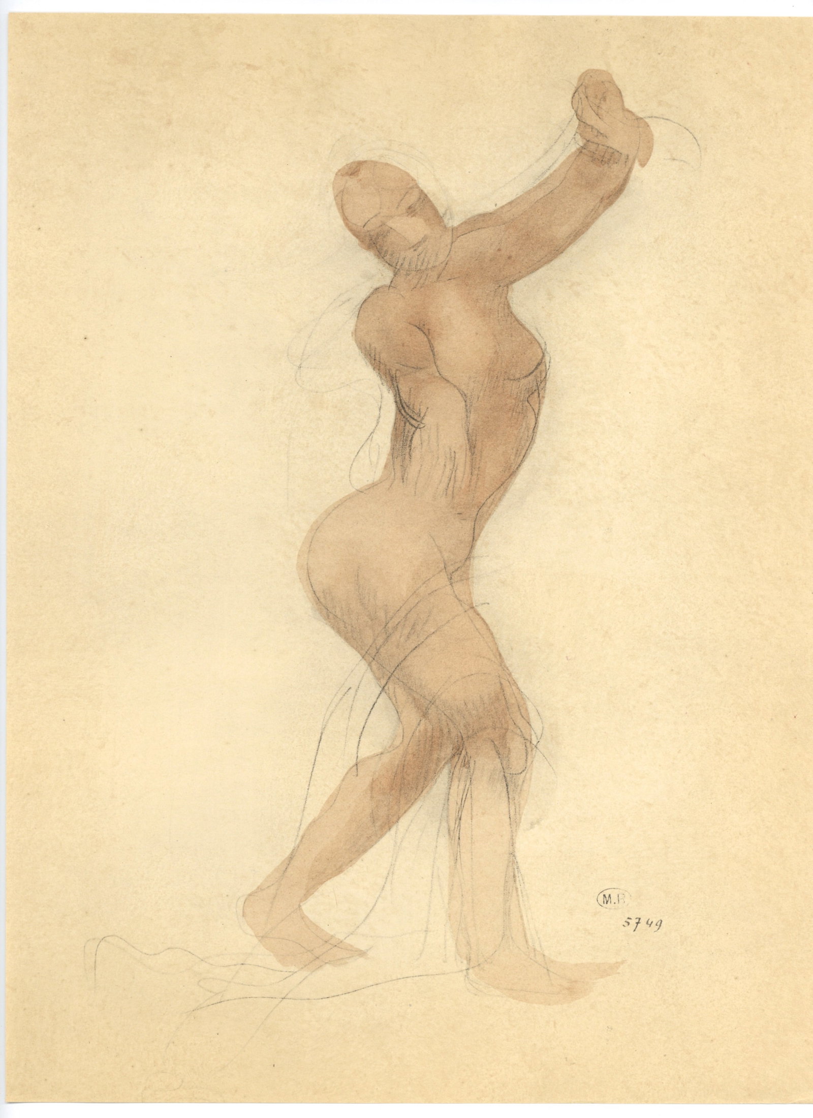 Auguste Rodin pochoir (Figure feminine): Title: Auguste Rodin pochoir (Figure feminine) Description: Medium: pochoir (after the watercolor). Printed in 1944 at the Rene Kieffer atelier and published by Rombaldi in an edition of 300 for the
