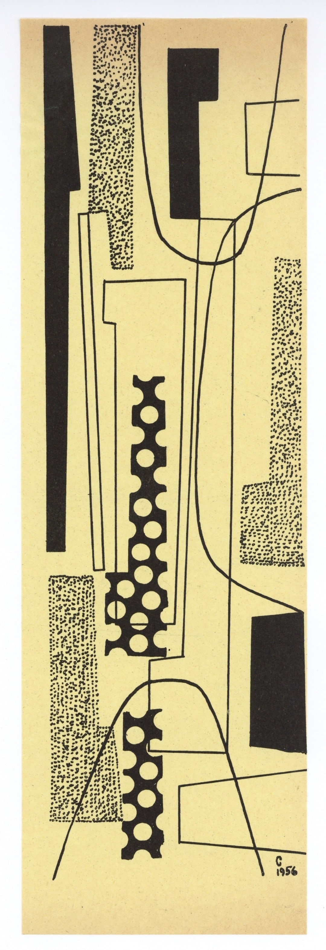 Michelangelo Conte original lithograph, 1955: Title: Michelangelo Conte original lithograph, 1955 Description: Medium: original lithograph. Printed on thin yellow-tinted japon paper. This work was published by Groupe Espace in Milan for the very