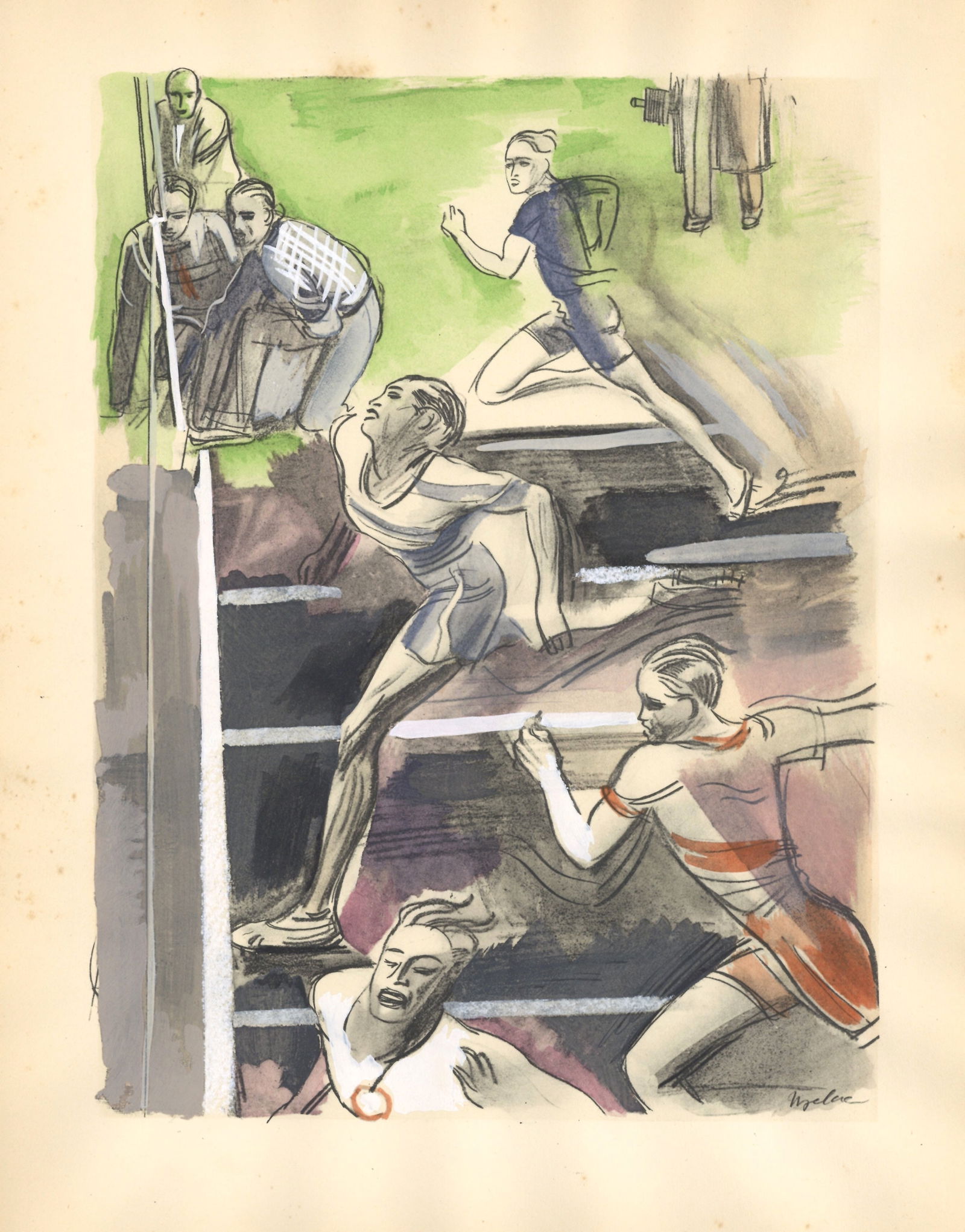 Milivoj Uzelac pochoir "La Course a Pied" Les Joies du Sport (1 of 1)