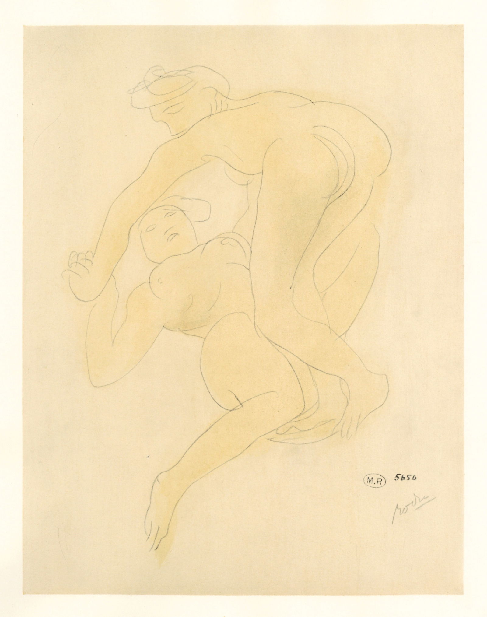 Auguste Rodin pochoir (Figure feminine): Title: Auguste Rodin pochoir (Figure feminine) Description: Medium: pochoir (after the watercolor). Issued in a limited edition of 600 in 1949, printed in Paris by the atelier Dreux-Barry in