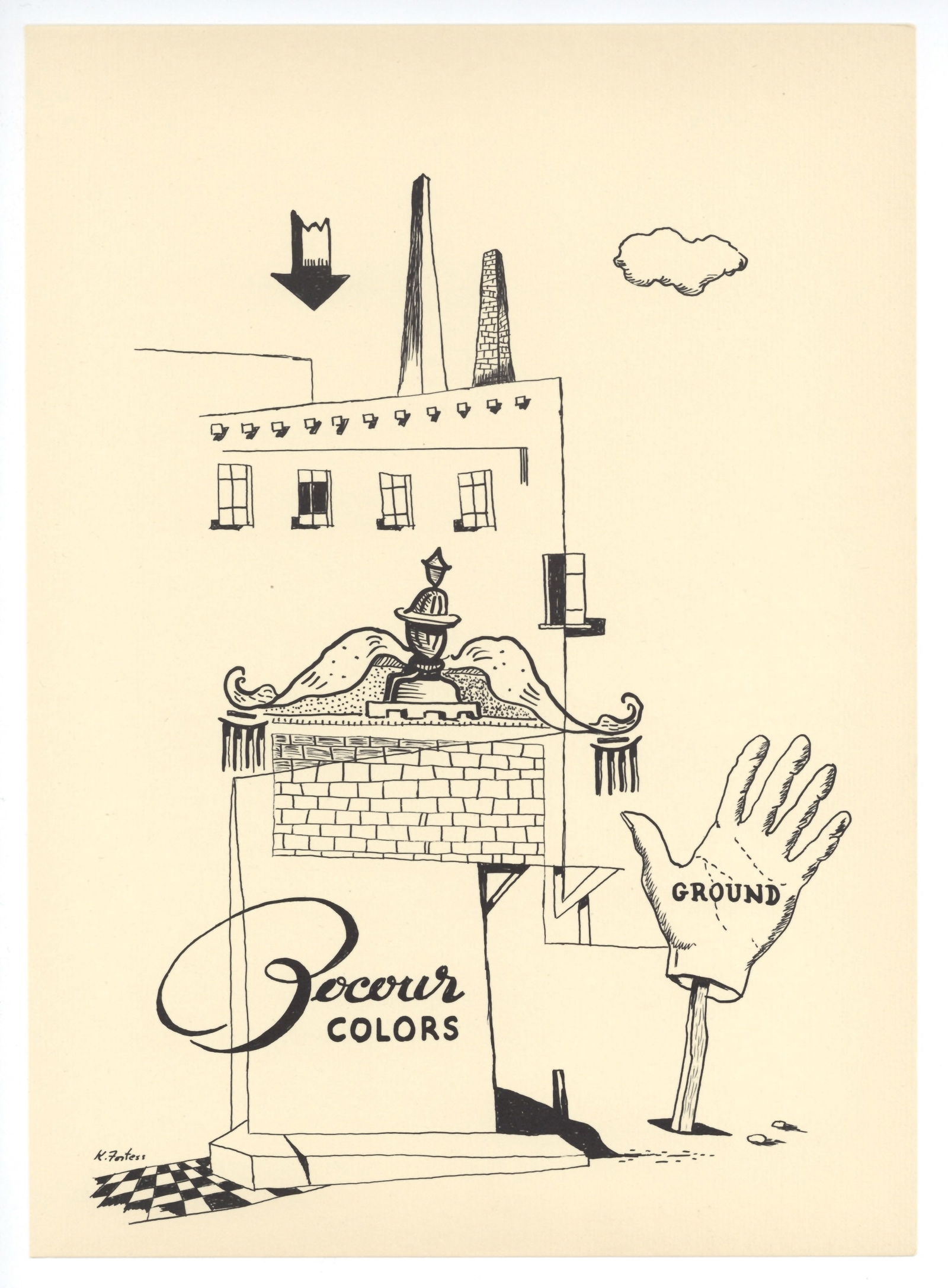 Karl Fortess original lithograph: Title: Karl Fortess original lithograph Description: Medium: original lithograph. This lithograph was printed in 1954 for the "Improvisations" portfolio, published by the Artists Equity Association of