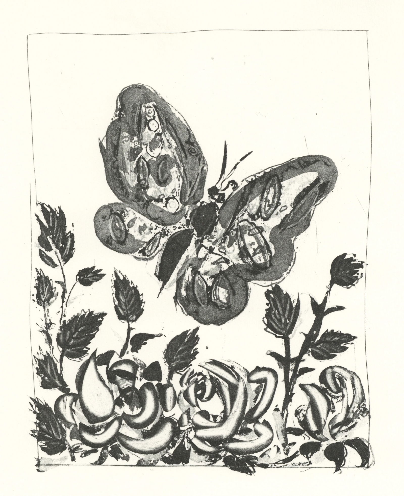 Pablo Picasso "Le Papillon" The Butterfly | Buffon: Title: Pablo Picasso "Le Papillon" The Butterfly | Buffon Description: Medium: offset lithograph (after the etching). Printed on velin bouffant paper from the Papeteries Casteljoux and published in