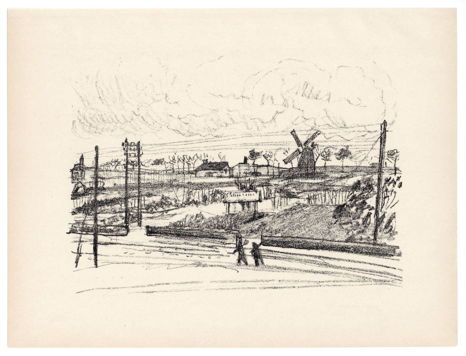 Rudolf Grossmann original lithograph "Zehlendorf" | Berliner Bilder: Title: Rudolf Grossmann original lithograph "Zehlendorf" | Berliner Bilder Description: Medium: original lithograph. This is one of the Berlin Scenes executed by Rudolf Grossmann during the years
