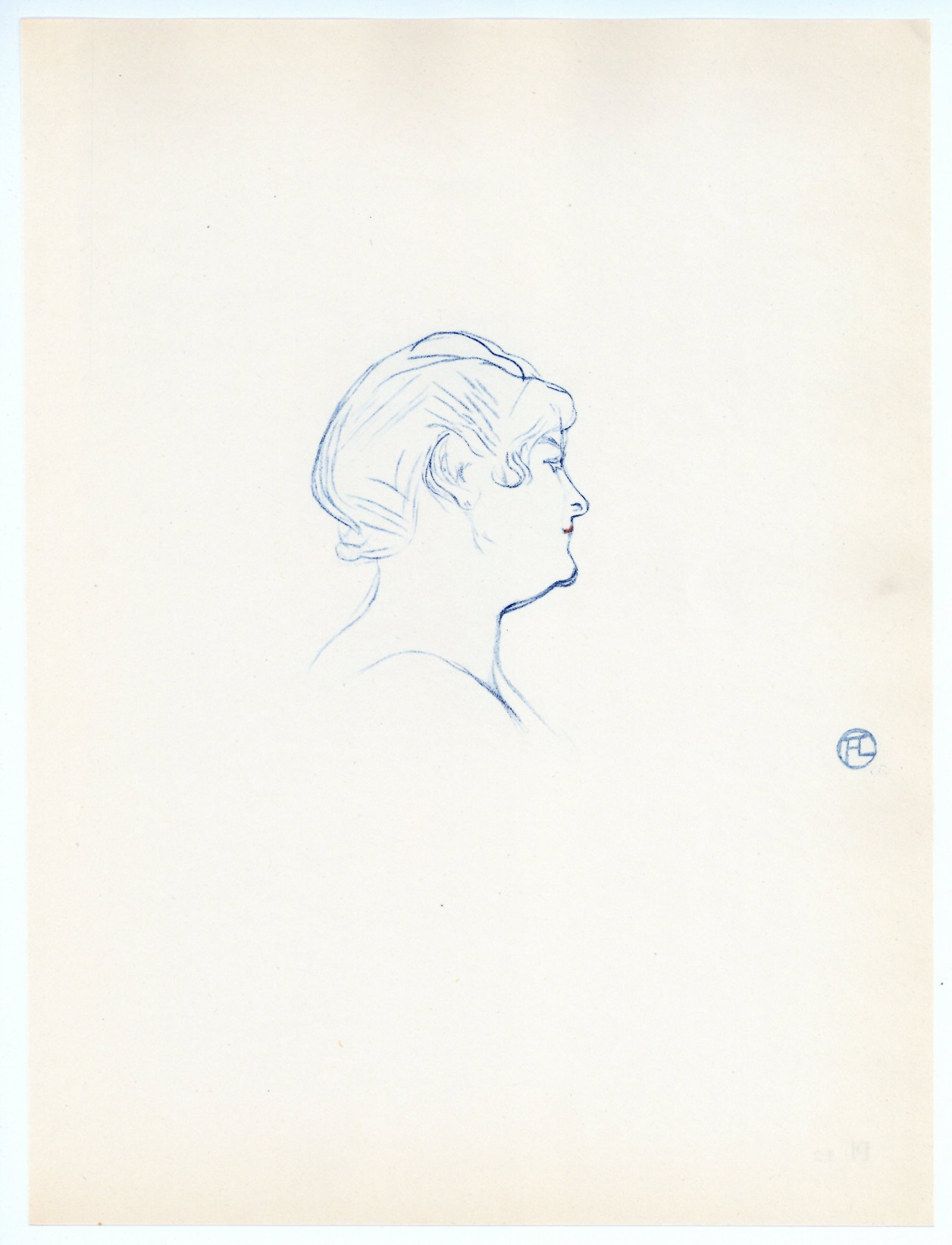 Toulouse-Lautrec lithograph "Tete de femme de profil": Title: Toulouse-Lautrec lithograph "Tete de femme de profil" Description: Medium: lithograph (after the drawing). Printed in Paris in 1951 at the atelier Dreux-Barry in an edition of 1000. Sheet