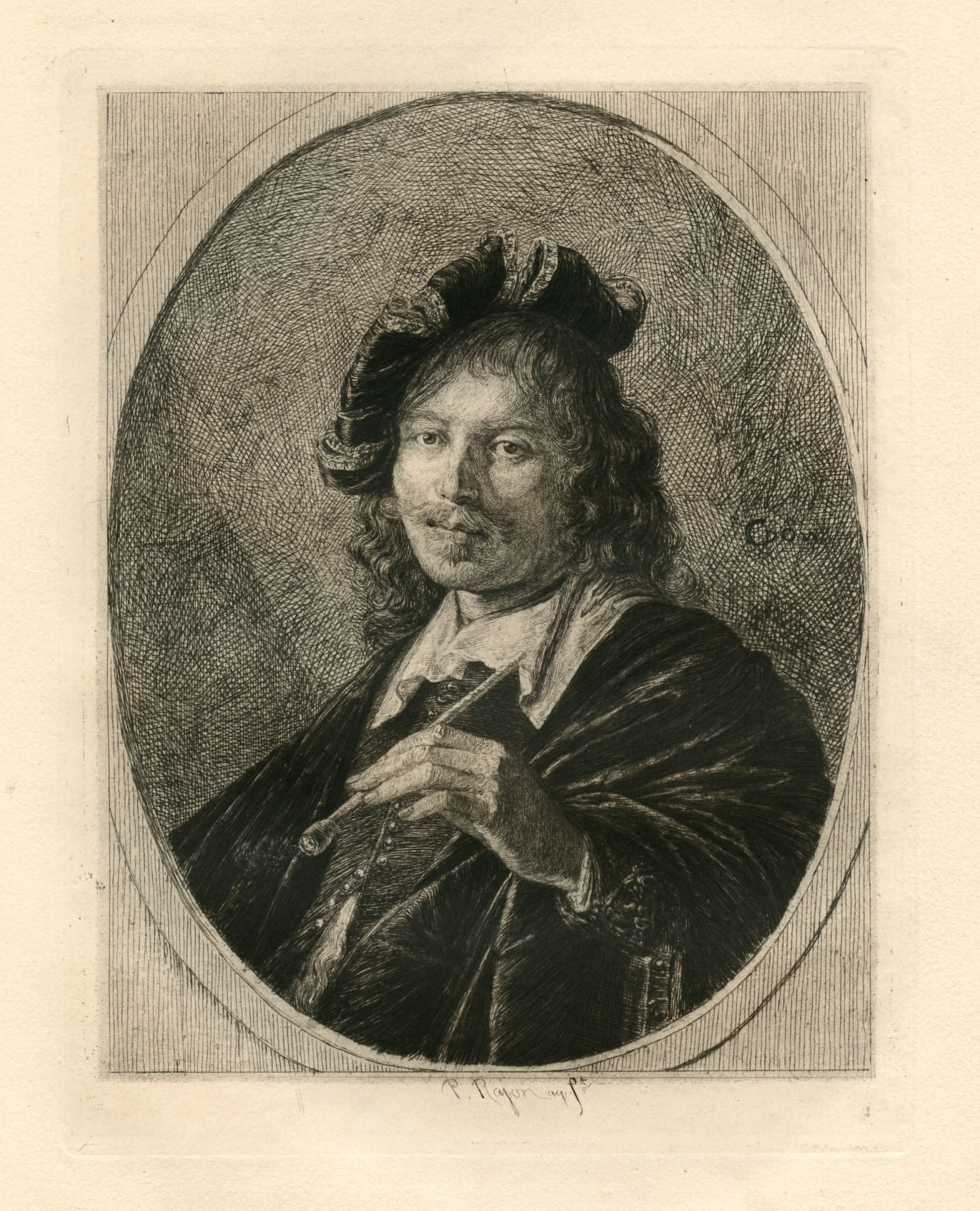 Paul Rajon original etching "Gerard Dou's Portrait of Himself" (1 of 1)
