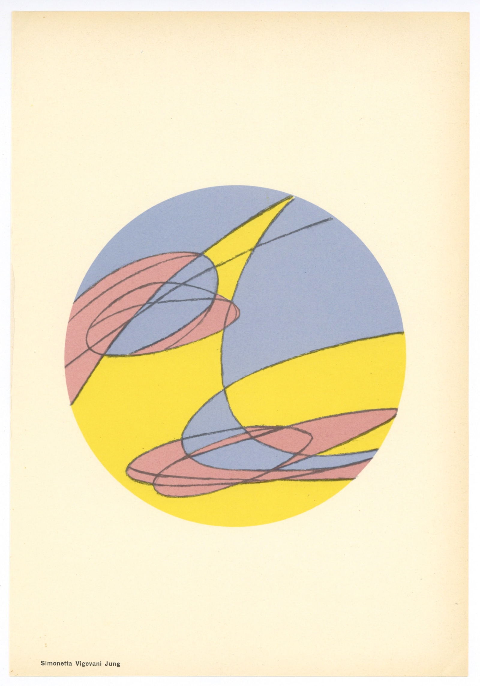 Simonetta Vigevani Jung lithograph, 1955: Title: Simonetta Vigevani Jung lithograph, 1955 Description: Medium: lithograph. Printed in 1955 and published in Milan by Groupe Espace for the very rare Documenti d'Arte d'Oggi. Image size: 6 3/8 in