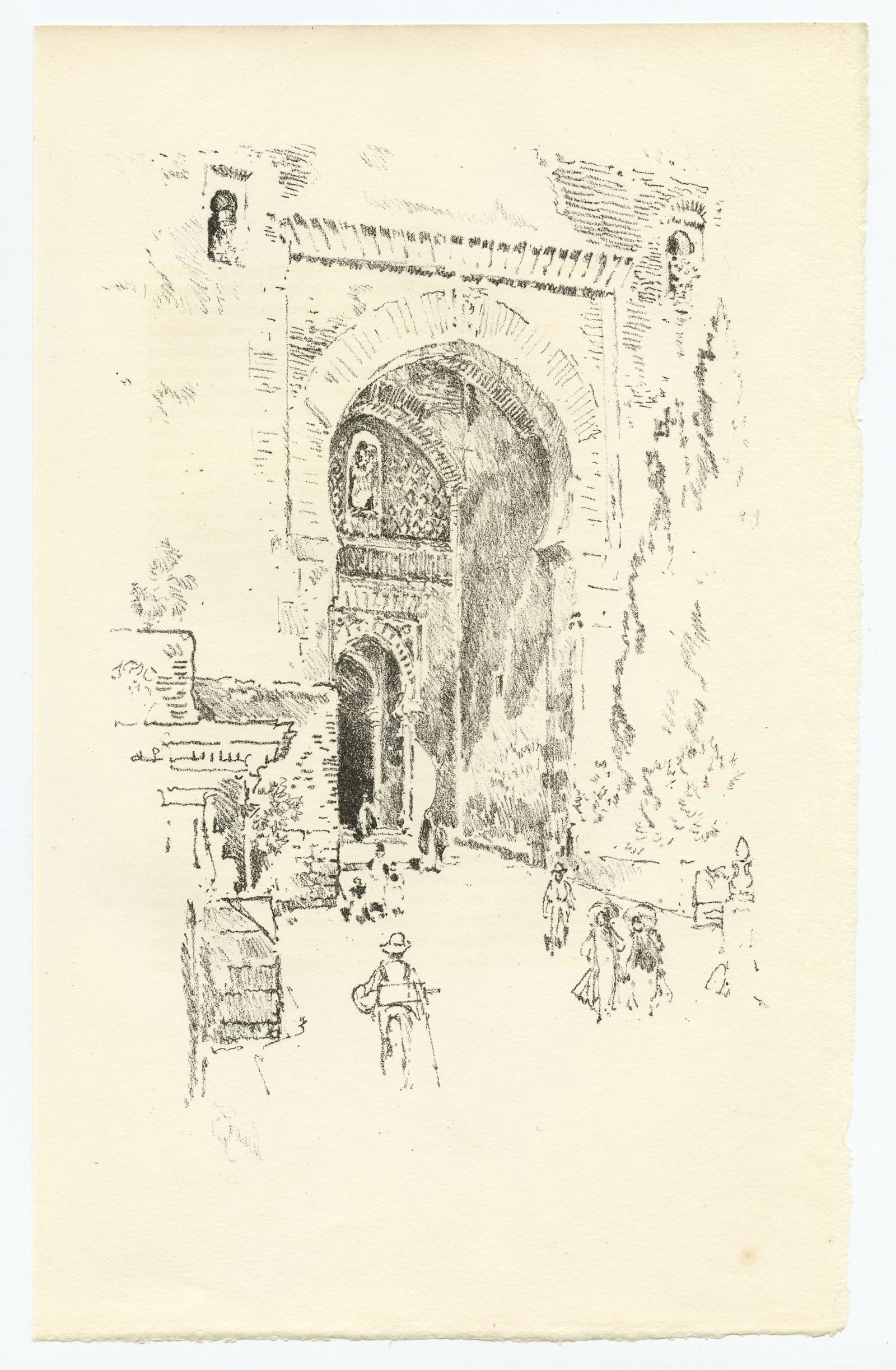 Joseph Pennell original lithograph "Alhambra" 1896: Title: Joseph Pennell original lithograph "Alhambra" 1896 Description: Medium: original lithograph. This impression on cream wove paper was printed in 1896 for the deluxe large paper edition of "The