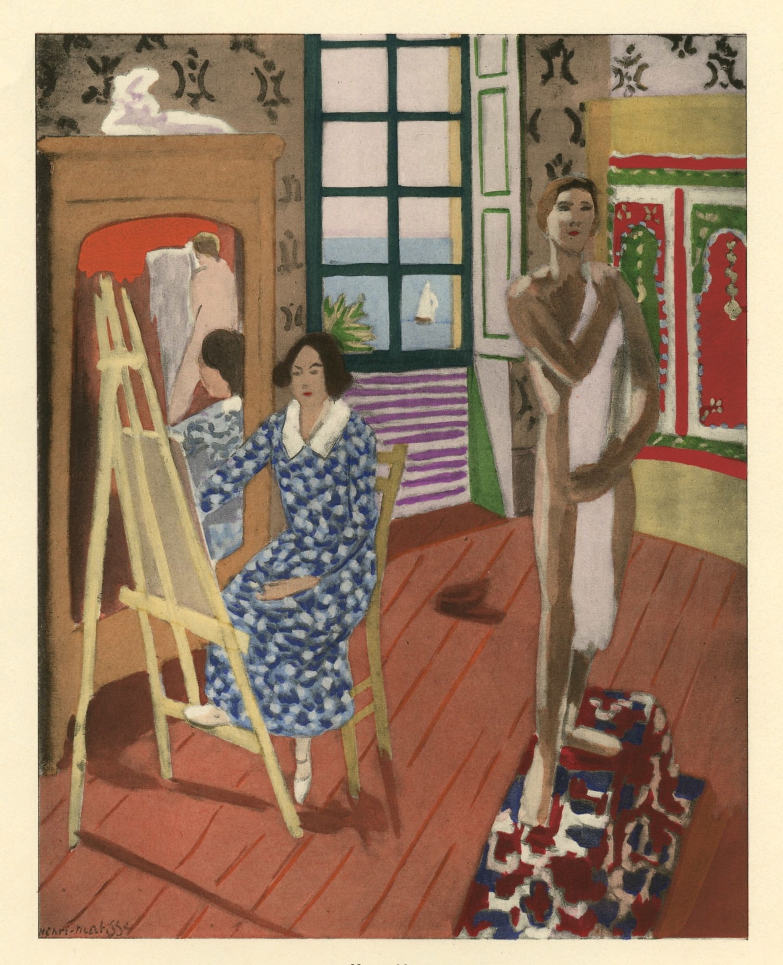 Henri Matisse "La seance de trois heures" pochoir: Title: Henri Matisse "La seance de trois heures" pochoir Description: Medium: pochoir (after the watercolor). Printed in 1924 and published in Paris by Albert Morance for "L'Art d'Aujourd'hui", and