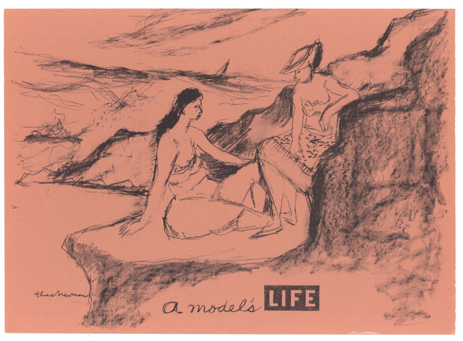 Elias Newman original lithograph: Title: Elias Newman original lithograph Description: Medium: original lithograph. This lithograph was printed in 1953 for the "Improvisations" portfolio, published by the Artists Equity Association of