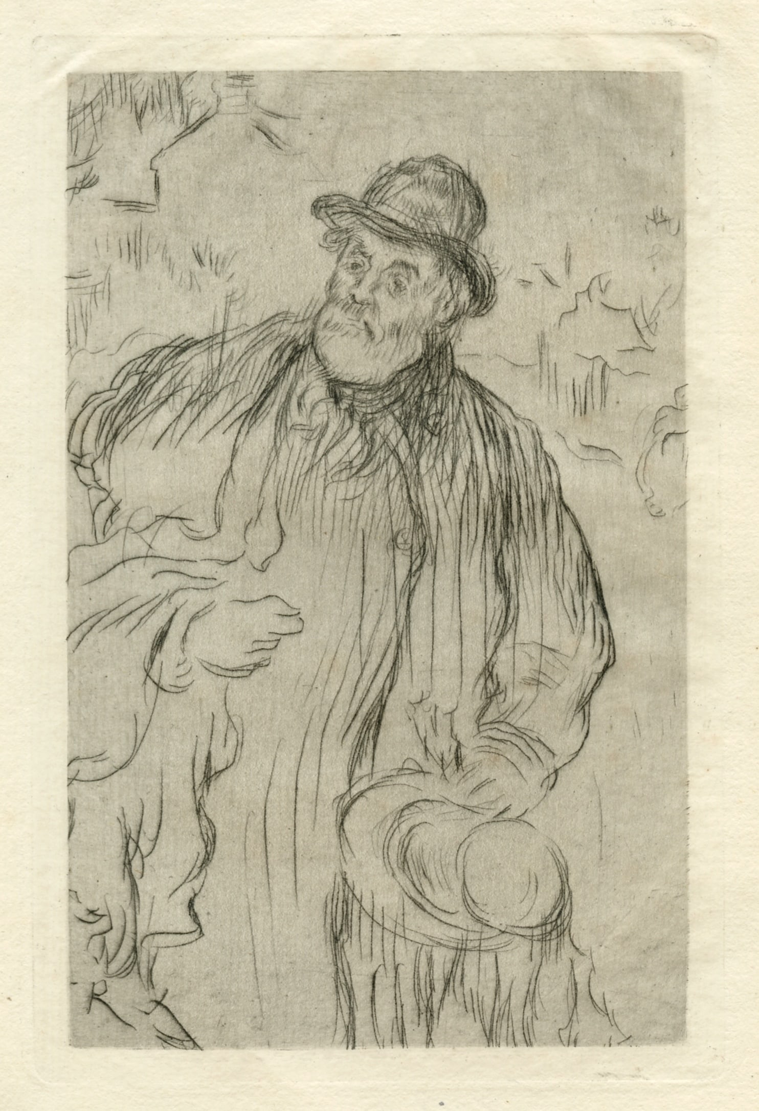 Jean-Francois Raffaelli original etching "Le Marchand de Habits": Title: Jean-Francois Raffaelli original etching "Le Marchand de Habits" Description: Medium: original etching and drypoint. Executed in 1895; catalogue reference Delteil 24. This impression on laid pa