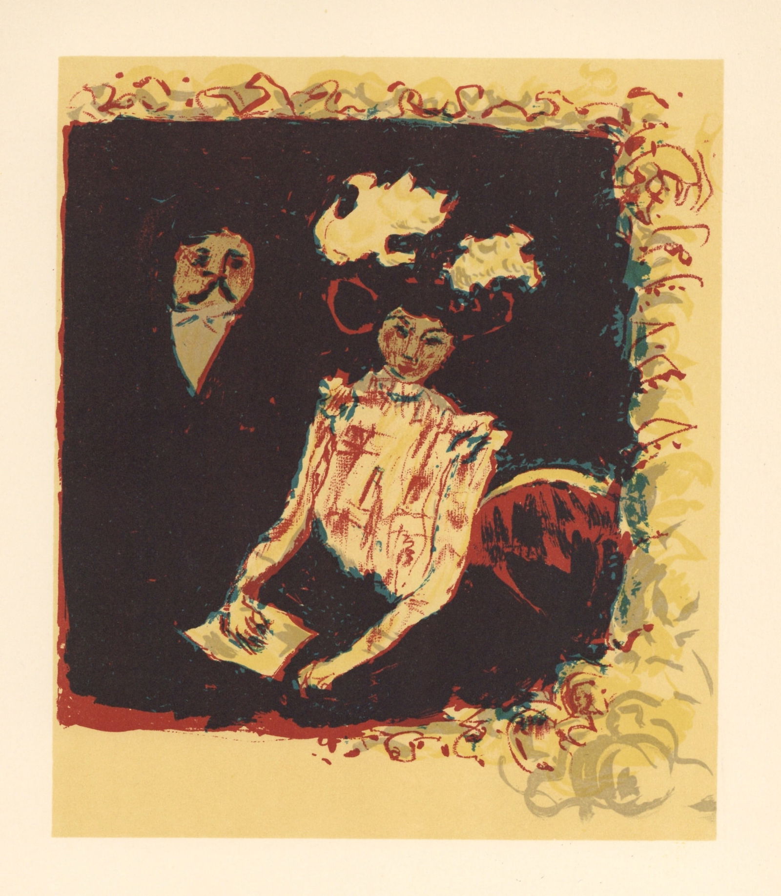Pierre Bonnard lithograph "Frontispice pour la Lithographie en Couleurs": Title: Pierre Bonnard lithograph "Frontispice pour la Lithographie en Couleurs" Description: Medium: multi-stone color lithograph (after the original Bonnard lithograph). Printed in 1952 on Renage