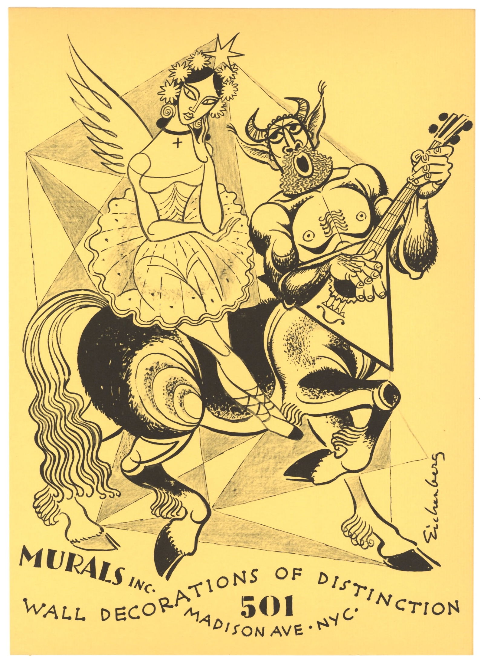 Fritz Eichenberg original lithograph: Title: Fritz Eichenberg original lithograph Description: Medium: original lithograph. This lithograph was printed in 1953 for the "Improvisations" portfolio, published by the Artists Equity