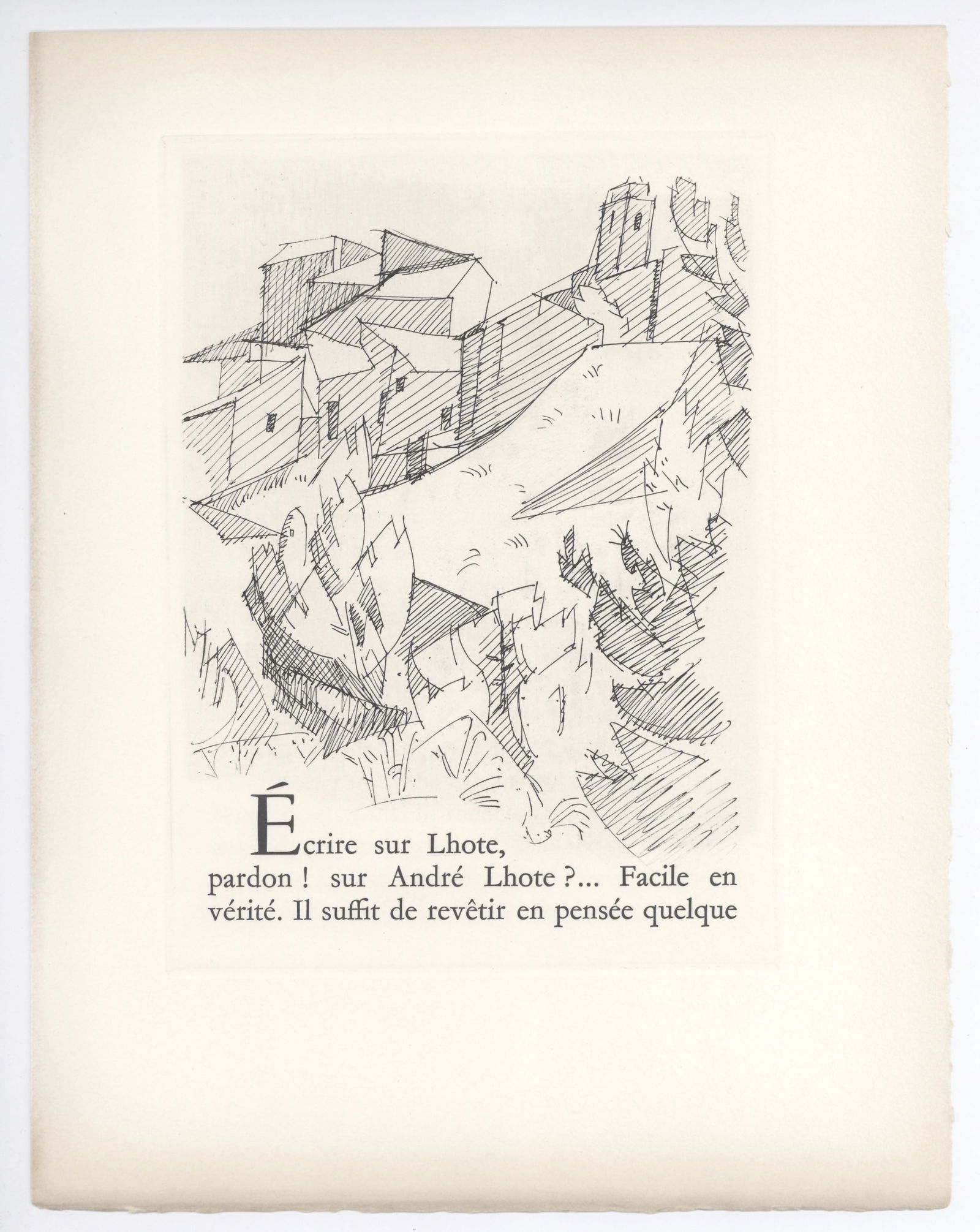 Andre Lhote original etching "Paysage": Title: Andre Lhote original etching "Paysage" Description: Medium: original etching. Printed in 1960 at the atelier Robbe in an edition of 200 on Marais paper for the rare "Eloge de Andre Lhote" and