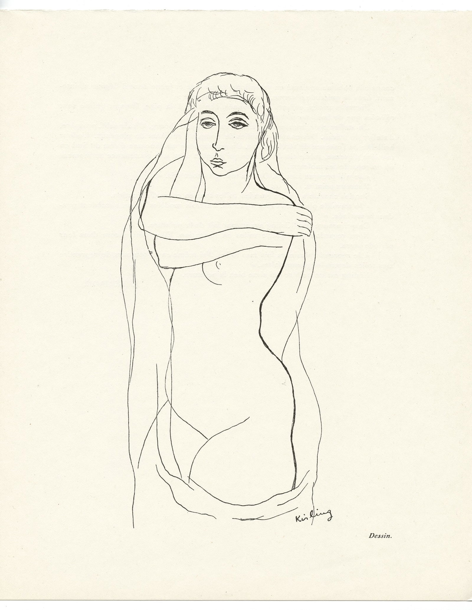 Moise Kisling (drawing): Title: Moise Kisling (drawing) Description: Medium: collotype (after the drawing). Printed in 1927 and published in Paris by Albert Morance for "L'Art d'Aujourd'hui". The publisher's inscription is