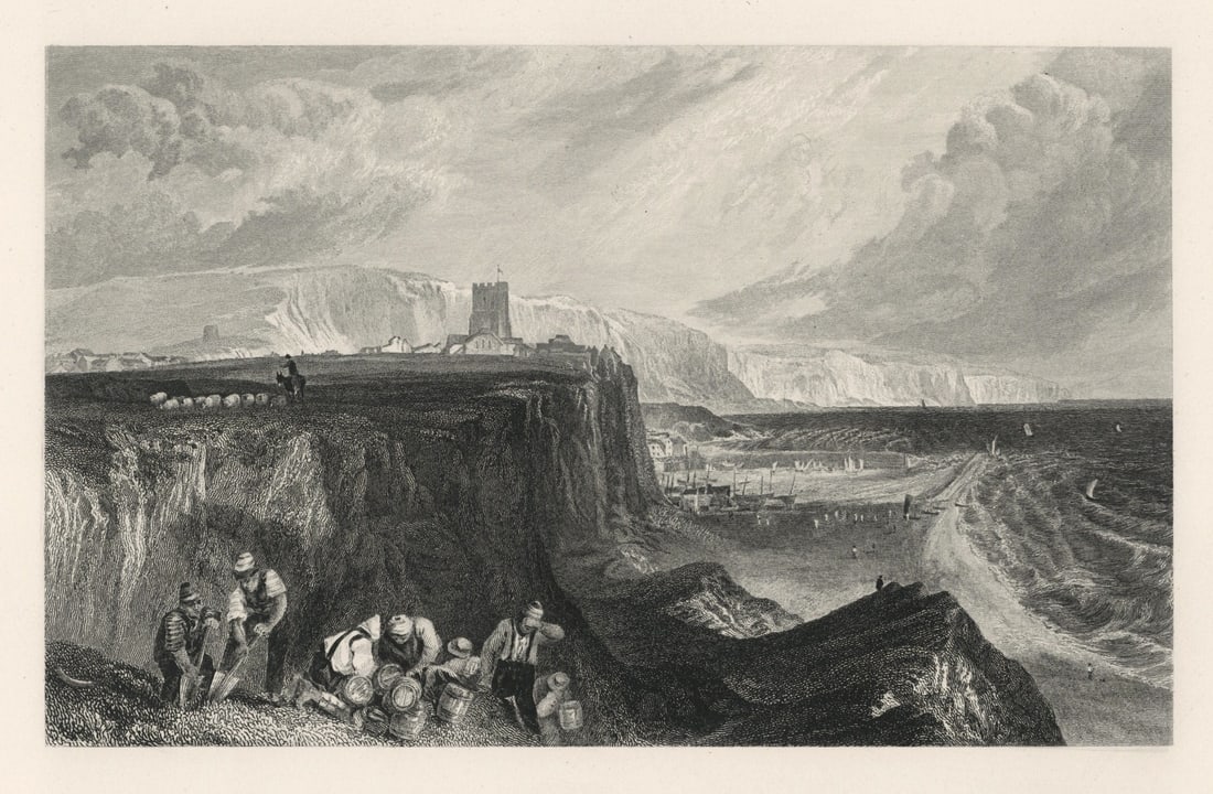J. M. W. Turner "Folkestone" engraving: Title: J. M. W. Turner "Folkestone" engraving Description: Medium: engraving (after the painting). Printed on Holland-style wove paper, from the rare large size deluxe portfolio entitled "Picturesque