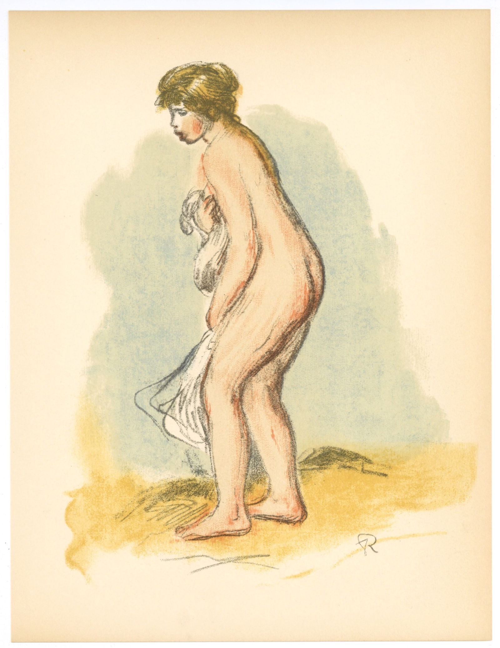 Pierre-Auguste Renoir lithograph "Baigneuse debout": Title: Pierre-Auguste Renoir lithograph "Baigneuse debout" Description: Medium: lithograph (after Renoir). Printed in 1951 at the atelier Mourlot using the same number of stones as the original, in a
