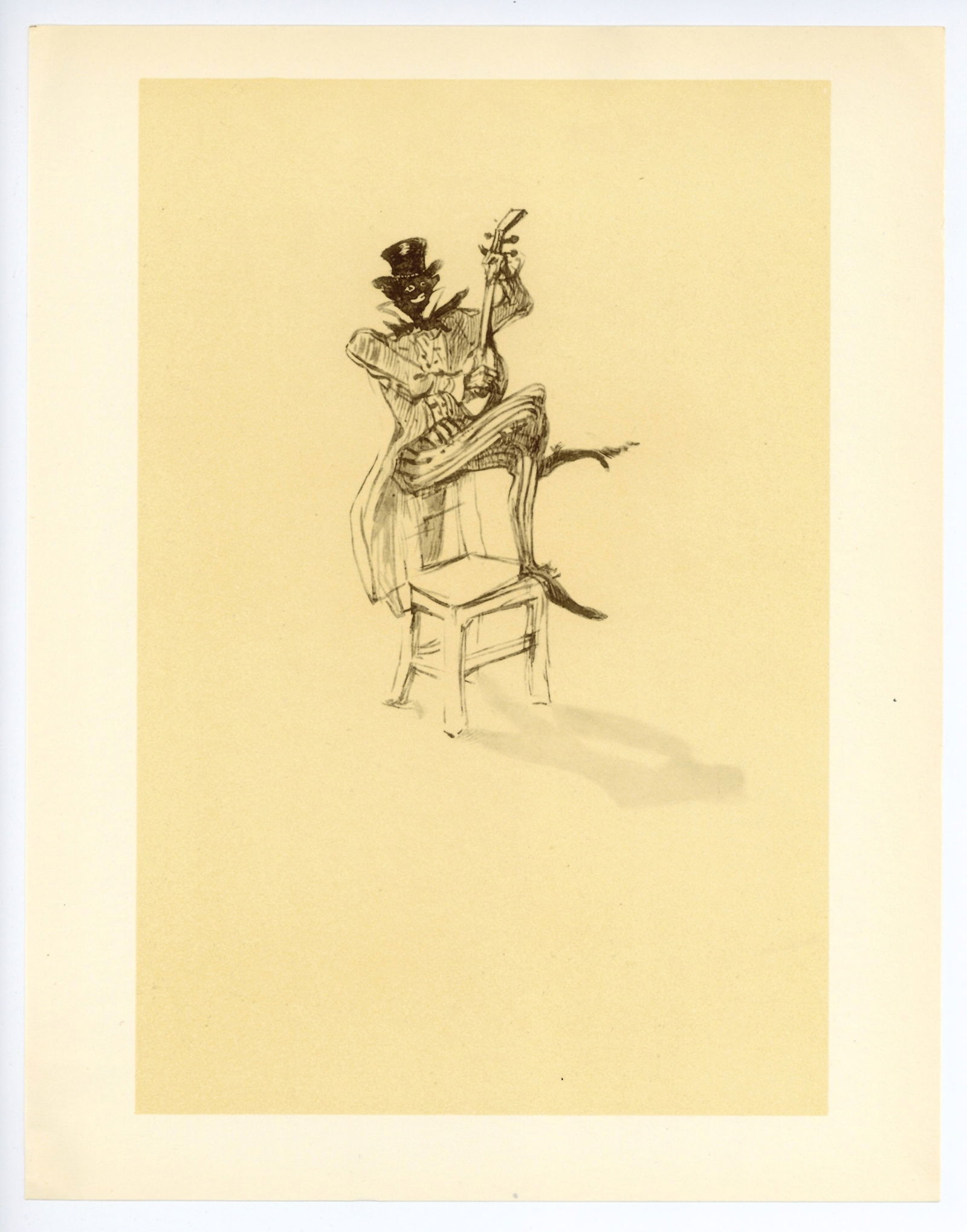 Toulouse-Lautrec lithograph | Circus "Negre jouant du banjo": Title: Toulouse-Lautrec lithograph | Circus "Negre jouant du banjo" Description: Medium: lithograph (after the pencil drawing). Printed in Paris in 1952 by Mourlot Freres in an edition of 1500. Size