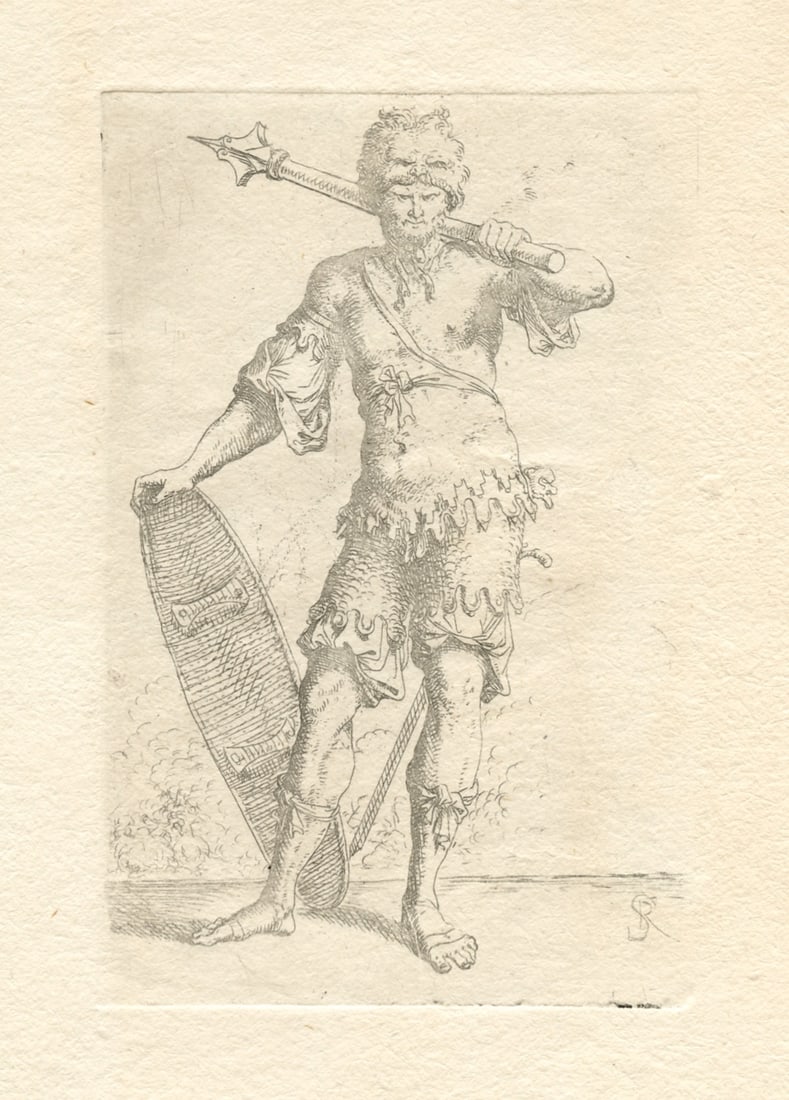 Salvator Rosa etching: Title: Salvator Rosa etching Description: Medium: etching. This impression on laid paper was printed circa the late 18th or early 19th century, although the exact date of printing is unknown. The