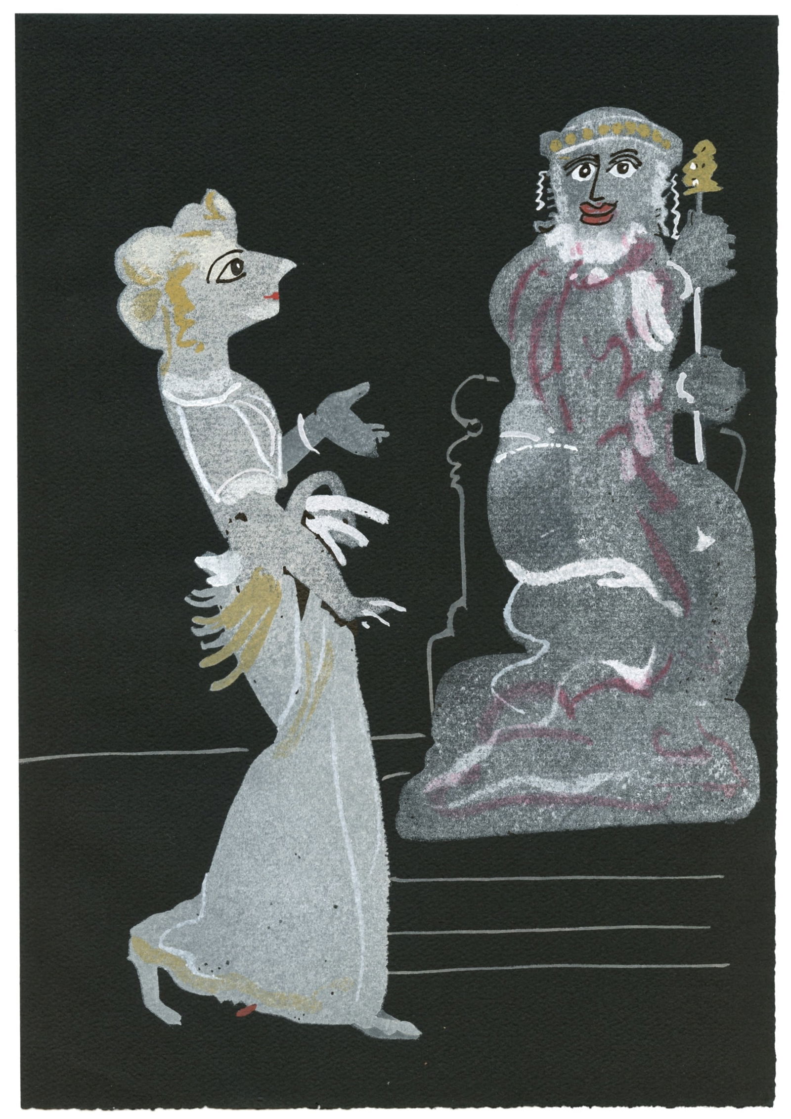 Andre Derain pochoir "Salome" 1938: Title: Andre Derain pochoir "Salome" 1938 Description: Medium: pochoir (after the gouache). This pochoir illustrates a scene from Oscar Wilde's "Salomé". It was printed in 1938 at the atelier