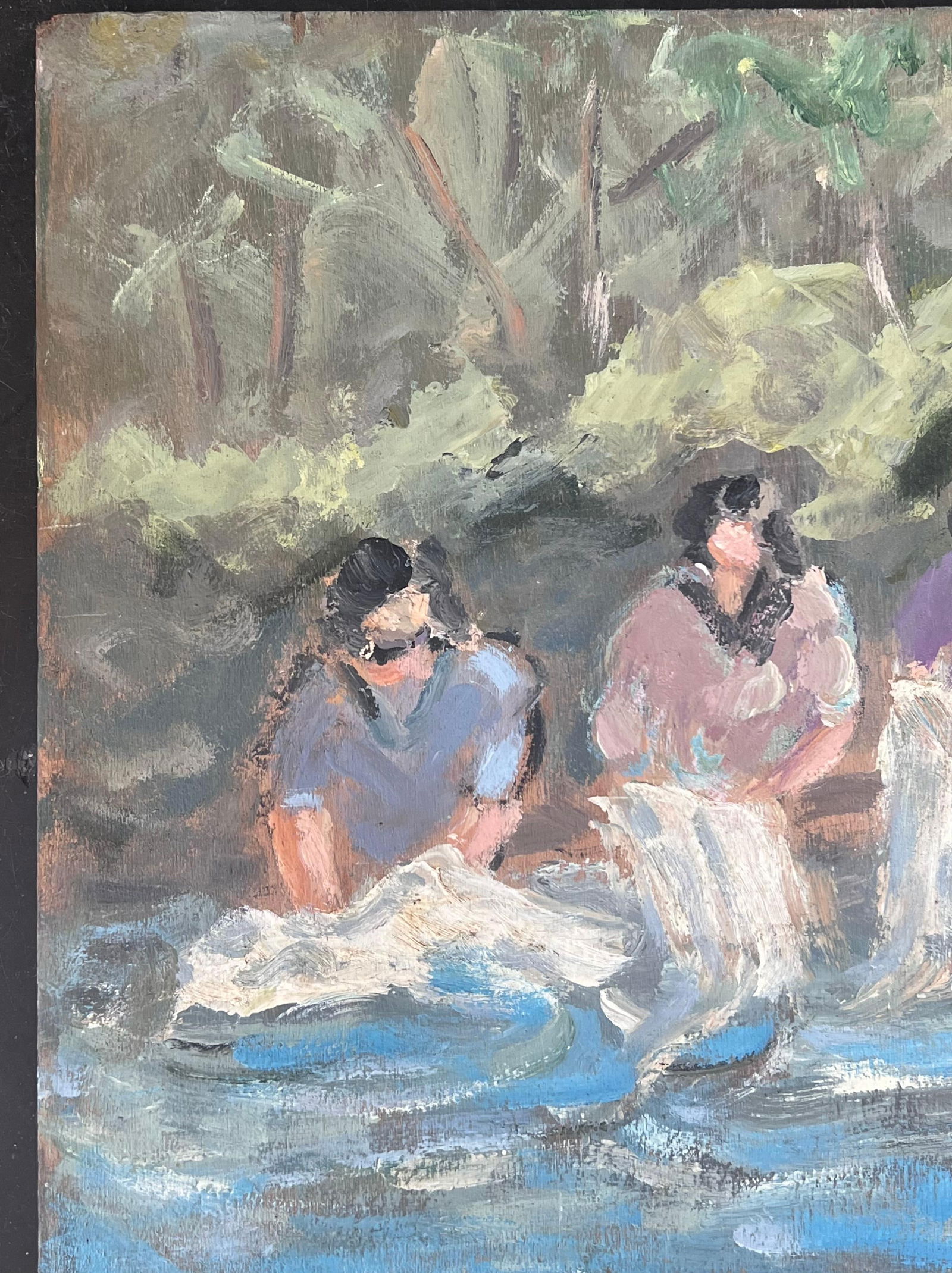 Fanch Lel; Maids Washing The Clothes In The Stream French Landscape Oil Painting - 7