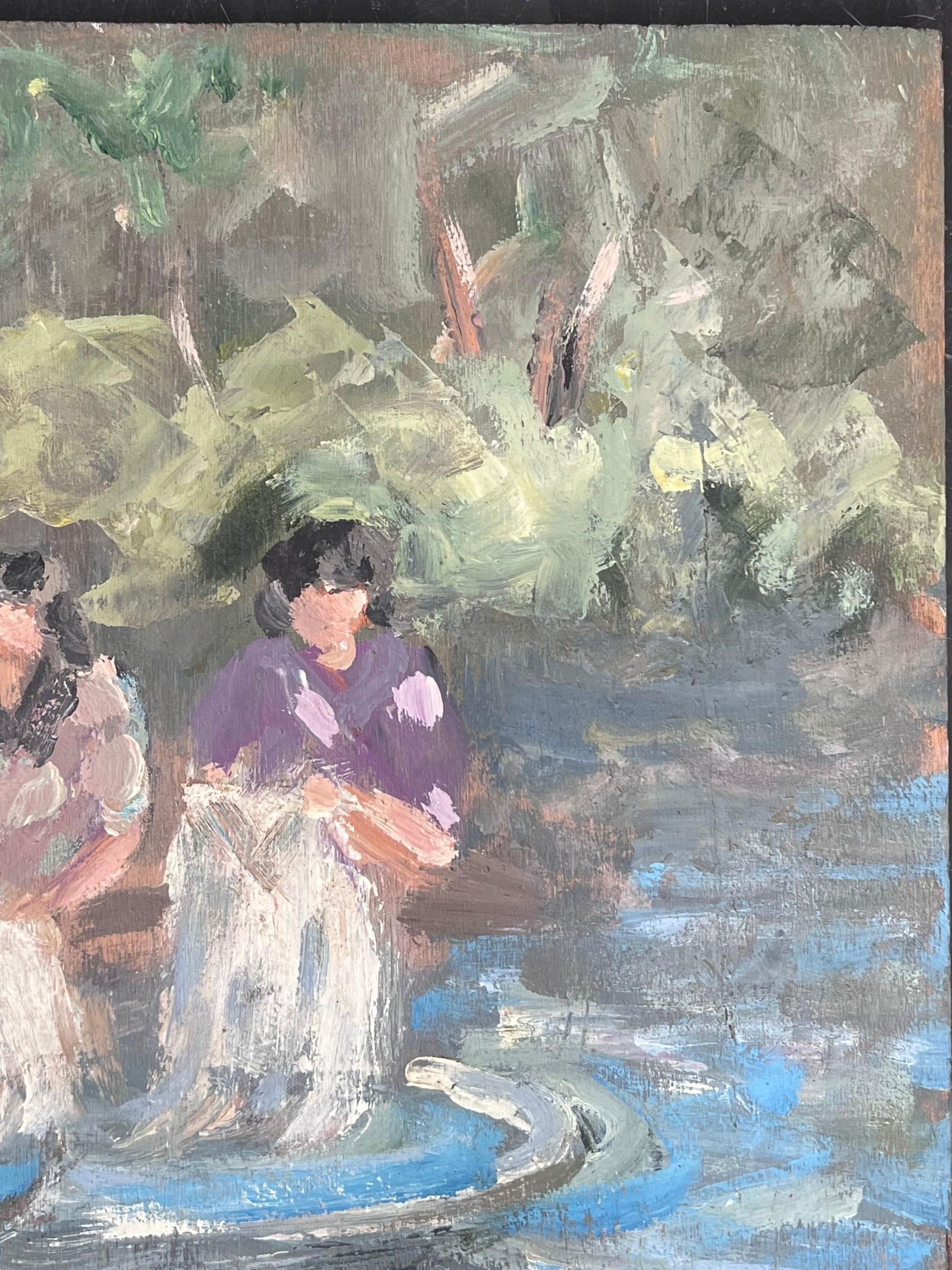 Fanch Lel; Maids Washing The Clothes In The Stream French Landscape Oil Painting - 10