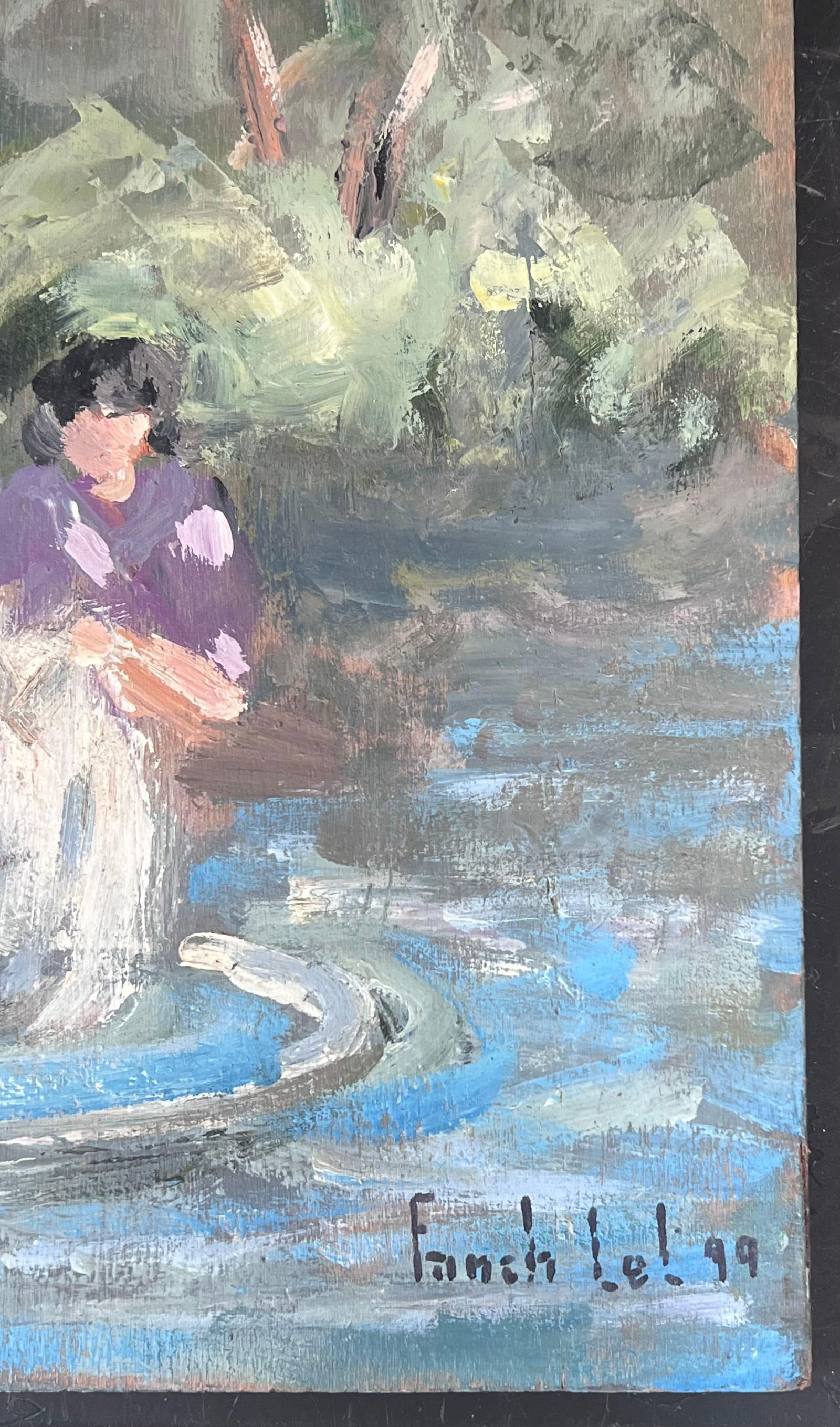 Fanch Lel; Maids Washing The Clothes In The Stream French Landscape Oil Painting - 6